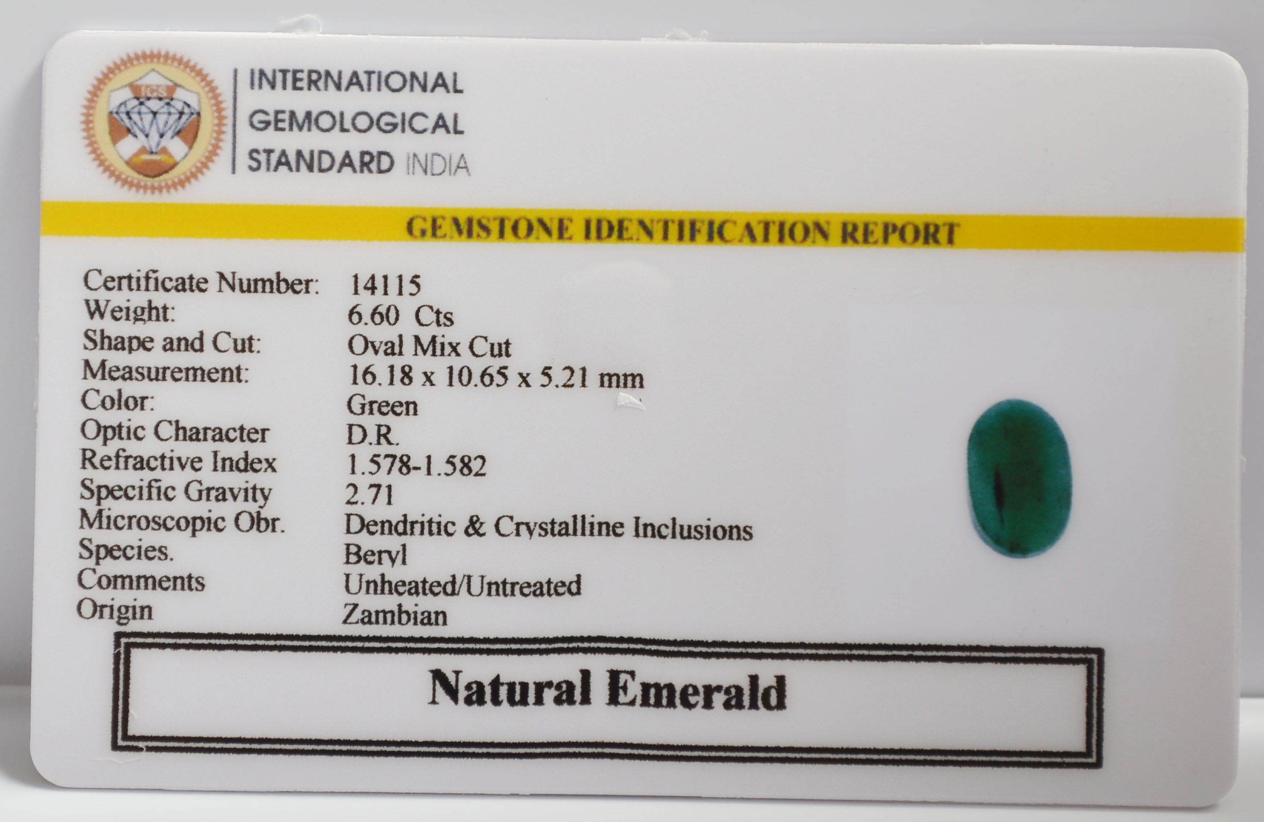 EMERALD 6.6 Ct. 3 EMR23392K 2 EMERALD 6.6 Ct.