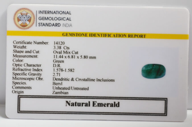 EMERALD 3.38 Ct. EMERALD 3.38 Ct.