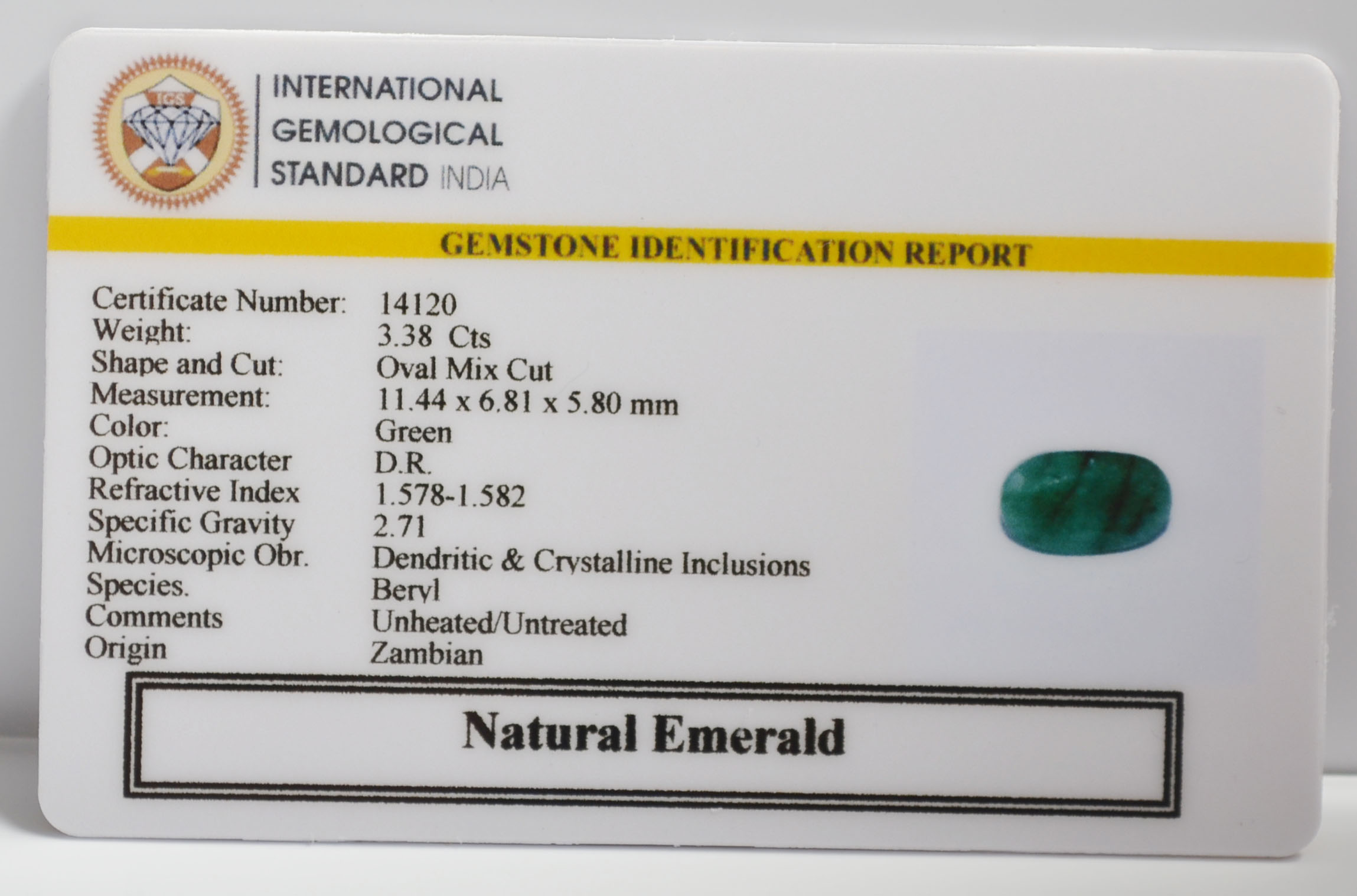 EMERALD 3.38 Ct. EMERALD 3.38 Ct.