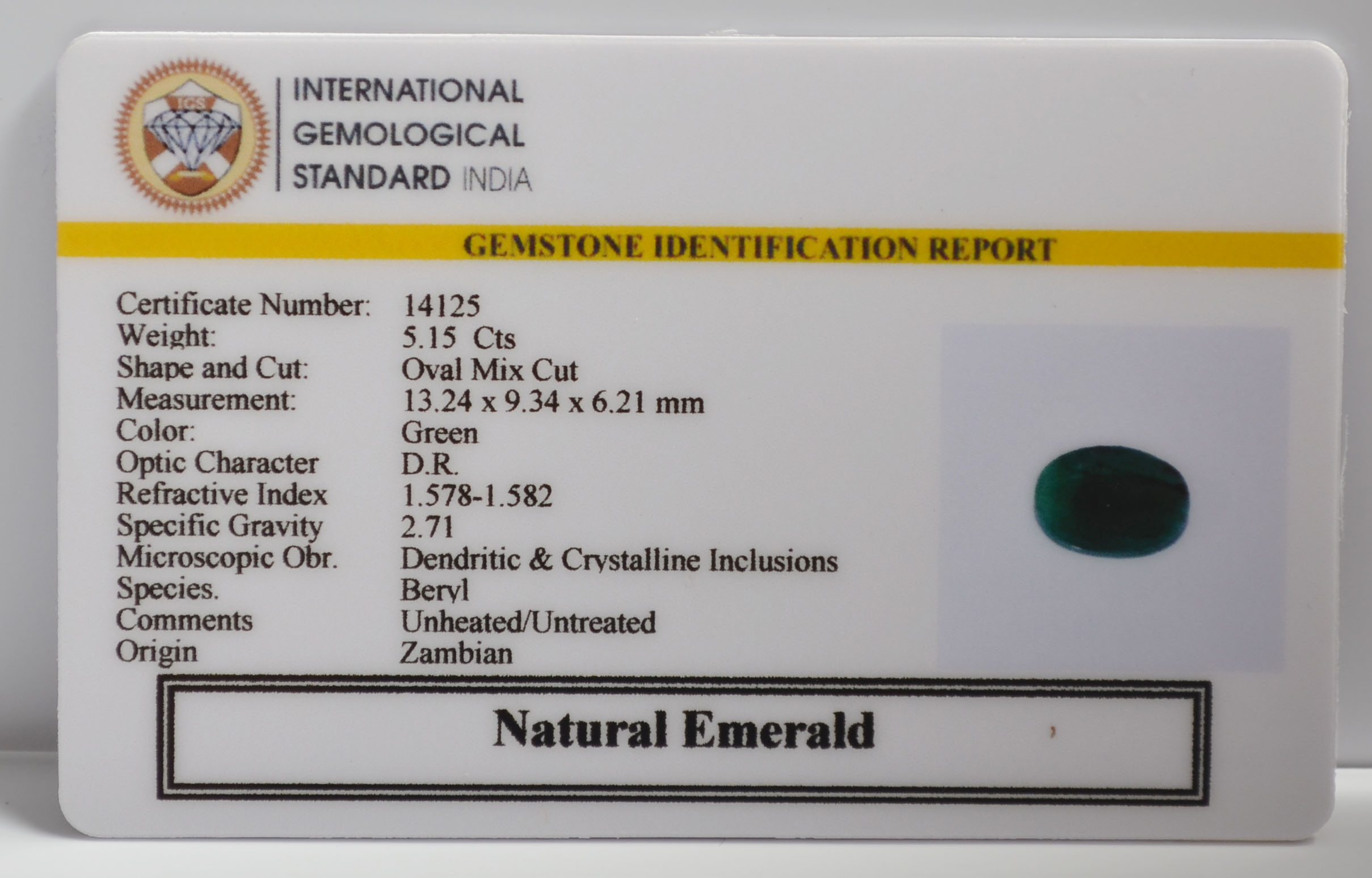 EMERALD 5.15 Ct. 3 EMR23400K 2 EMERALD 5.15 Ct.