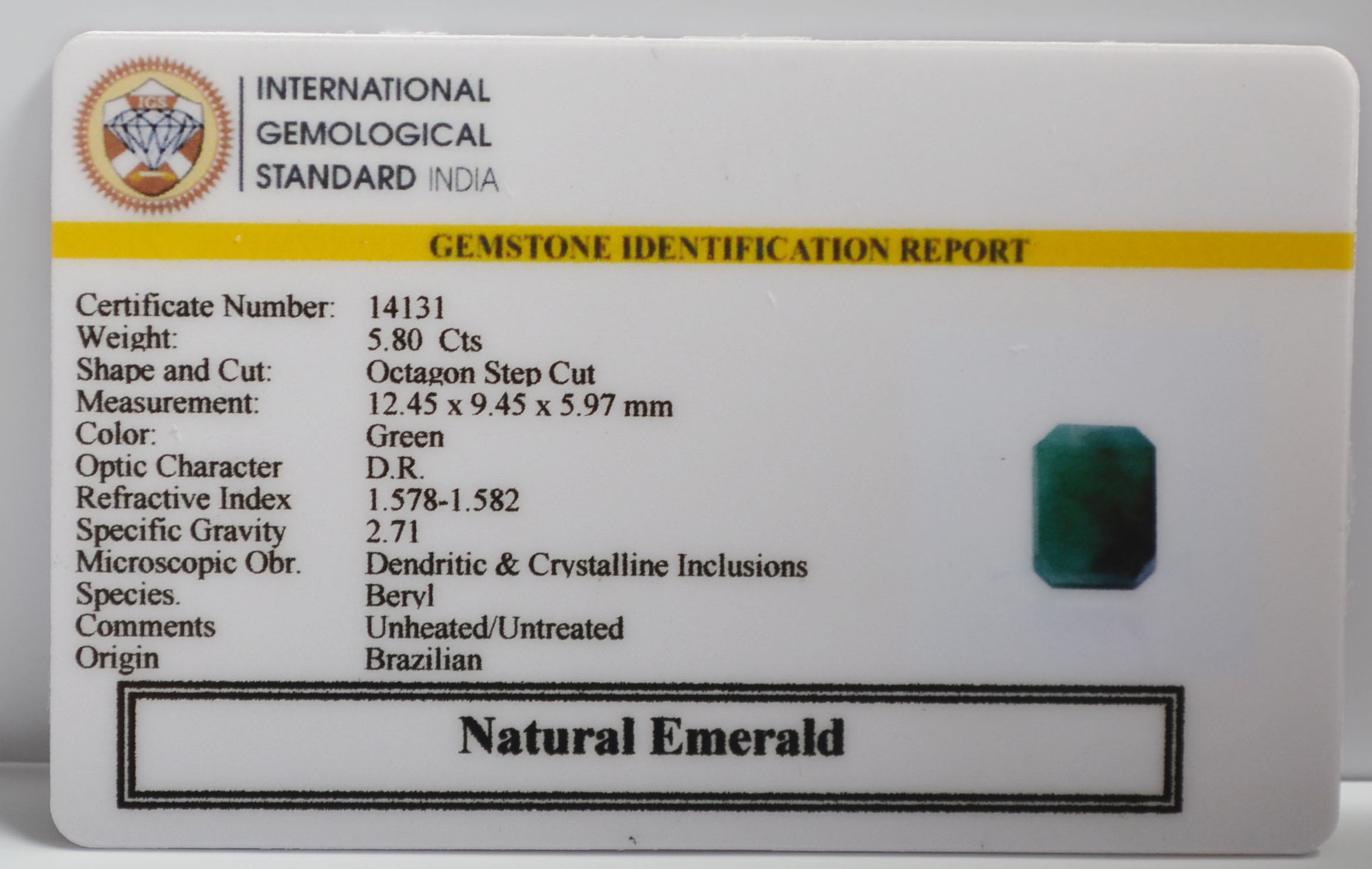 EMR23406K 2 EMERALD 5.8 Ct.