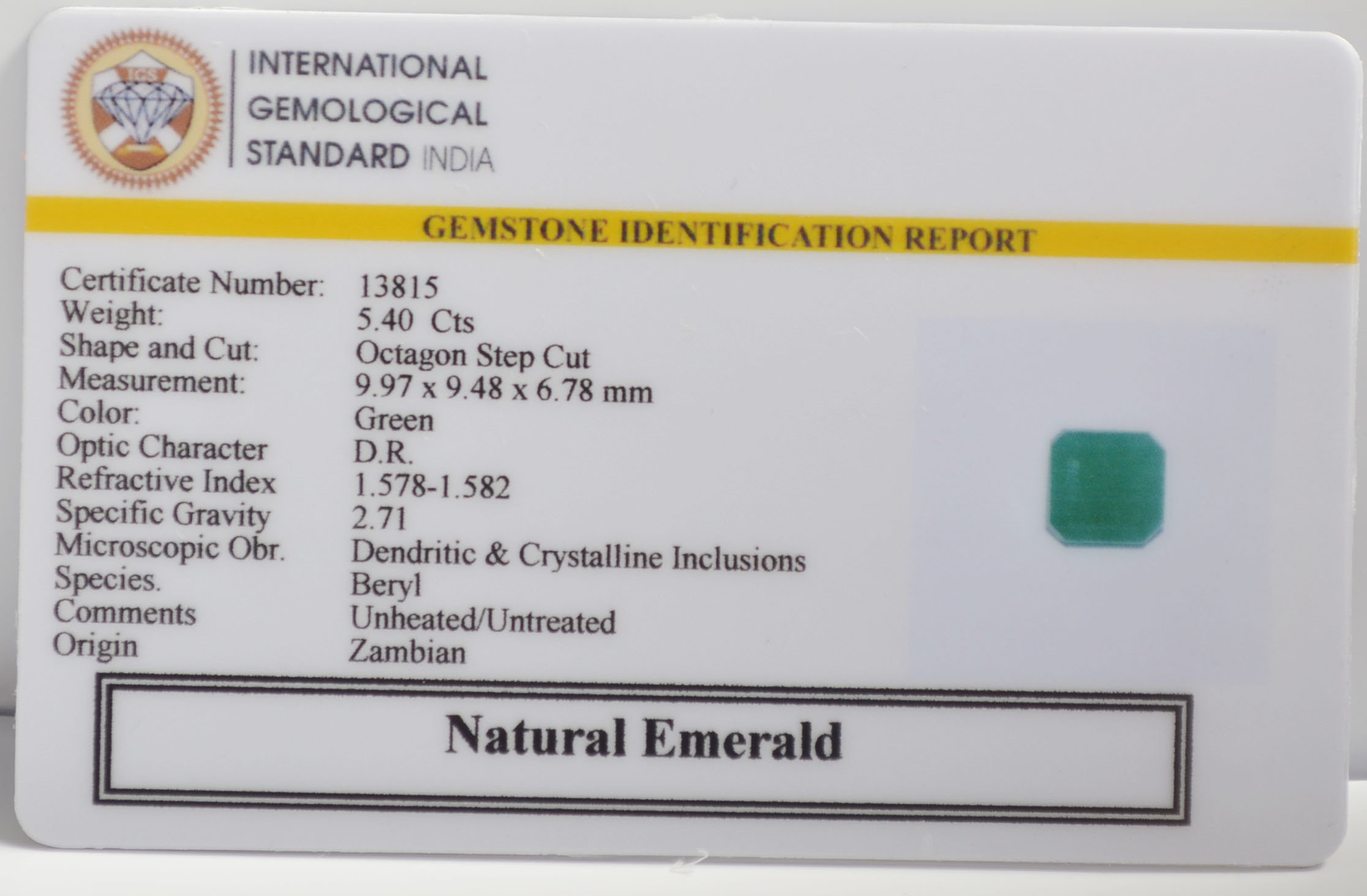 EMRG22677 2 EMERALD 5.4 Ct.