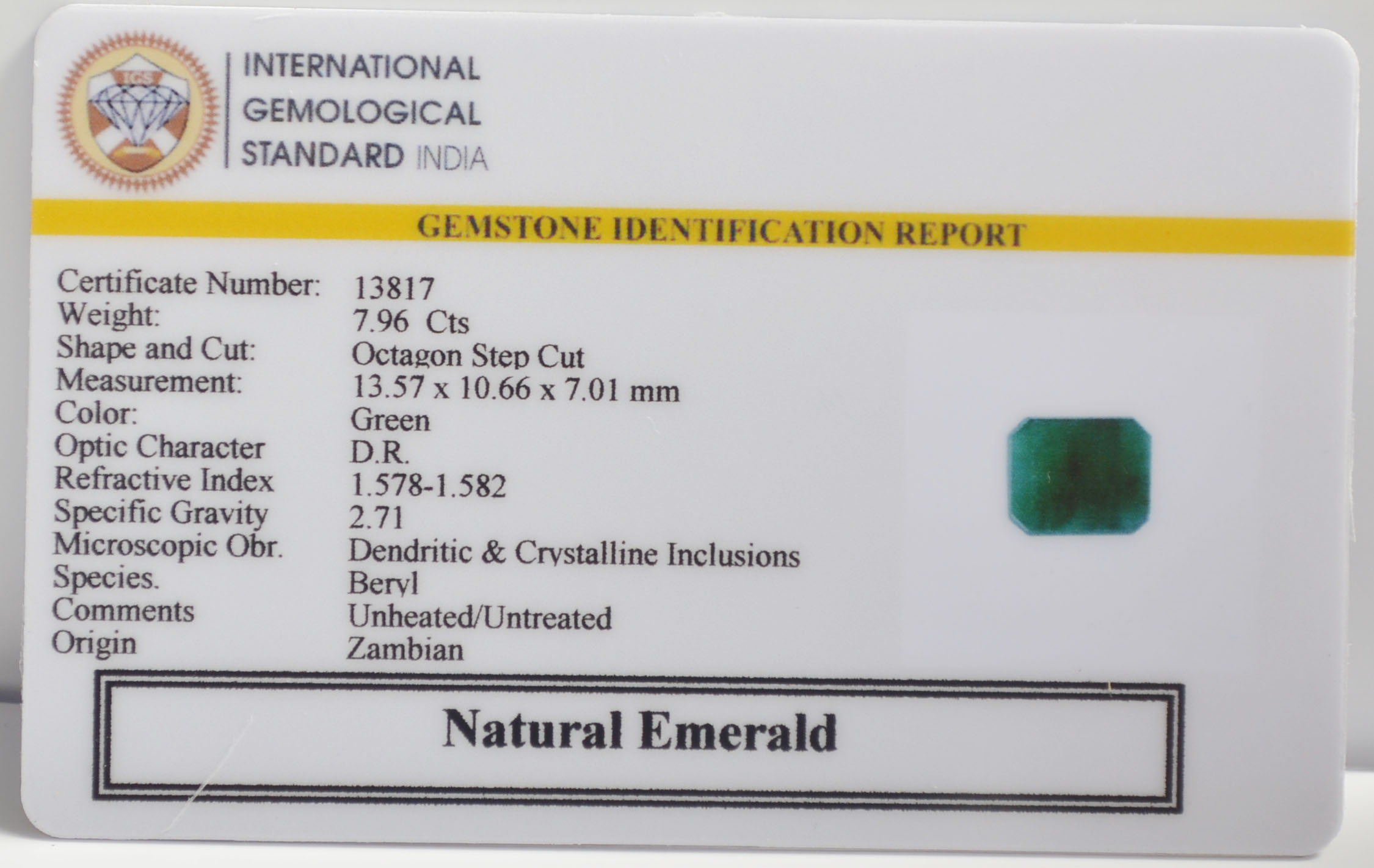 EMRG22678 2 EMERALD 7.96 Ct.