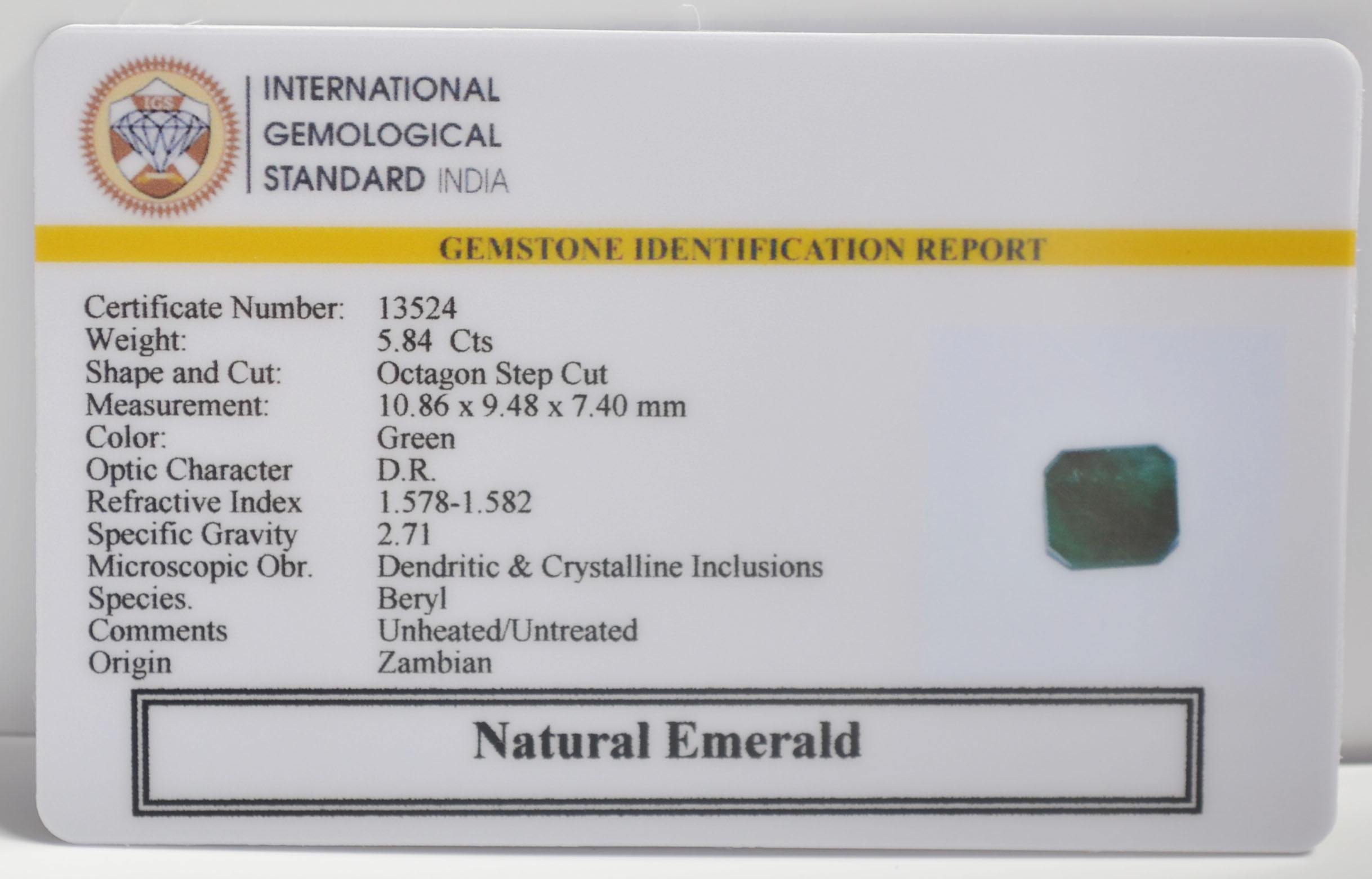 EMERALD 5.84 Ct. 3 EMRG22680 2 EMERALD 5.84 Ct.