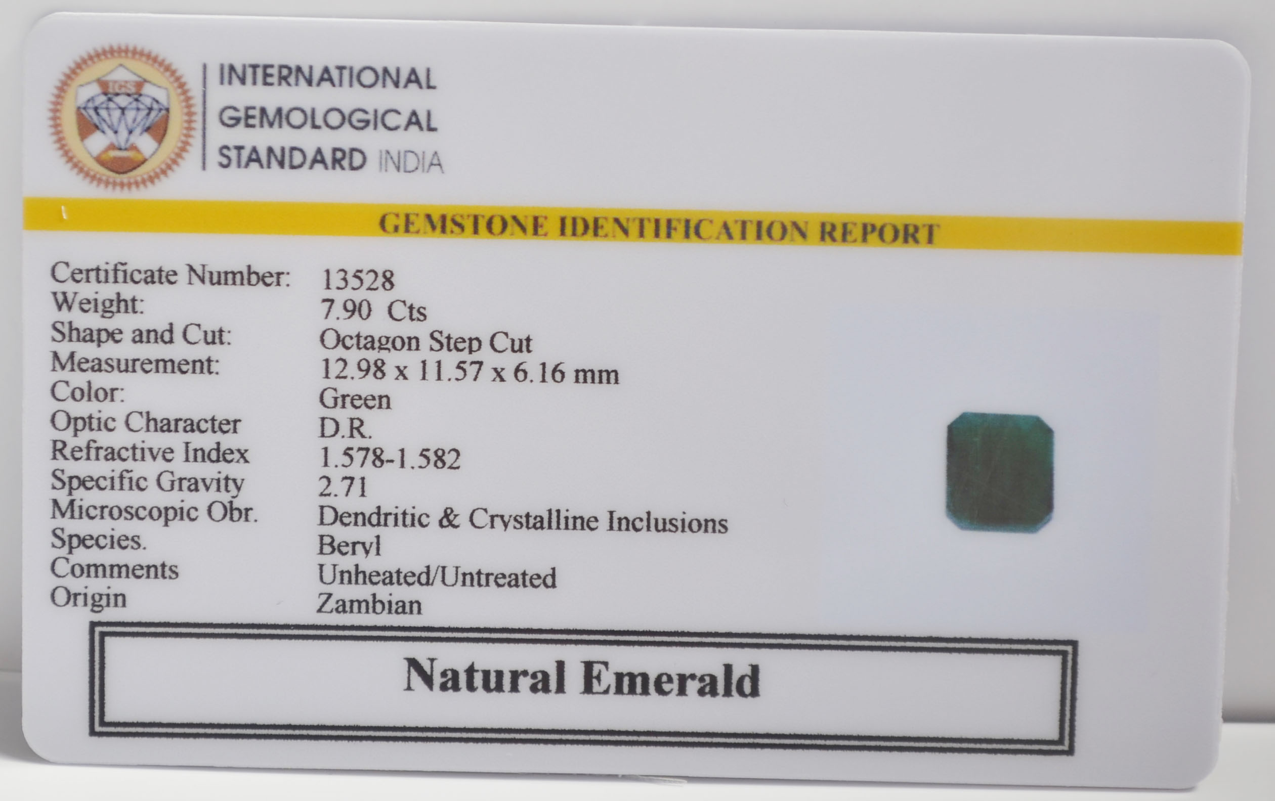 EMERALD 7.9 Ct. 3 EMRG22681 2 EMERALD 7.9 Ct.