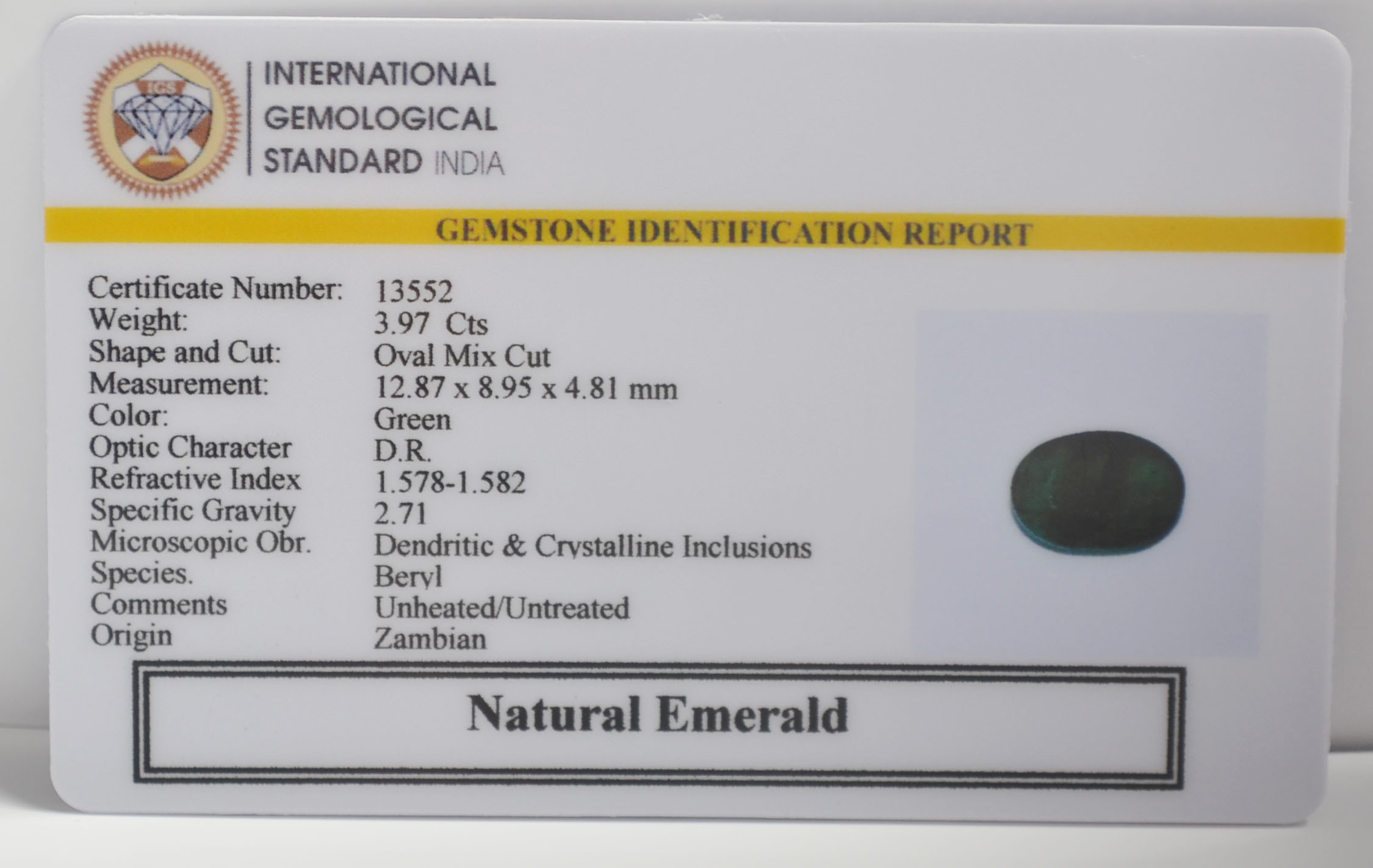 EMERALD 3.97 Ct. 3 EMRG22684 2 EMERALD 3.97 Ct.