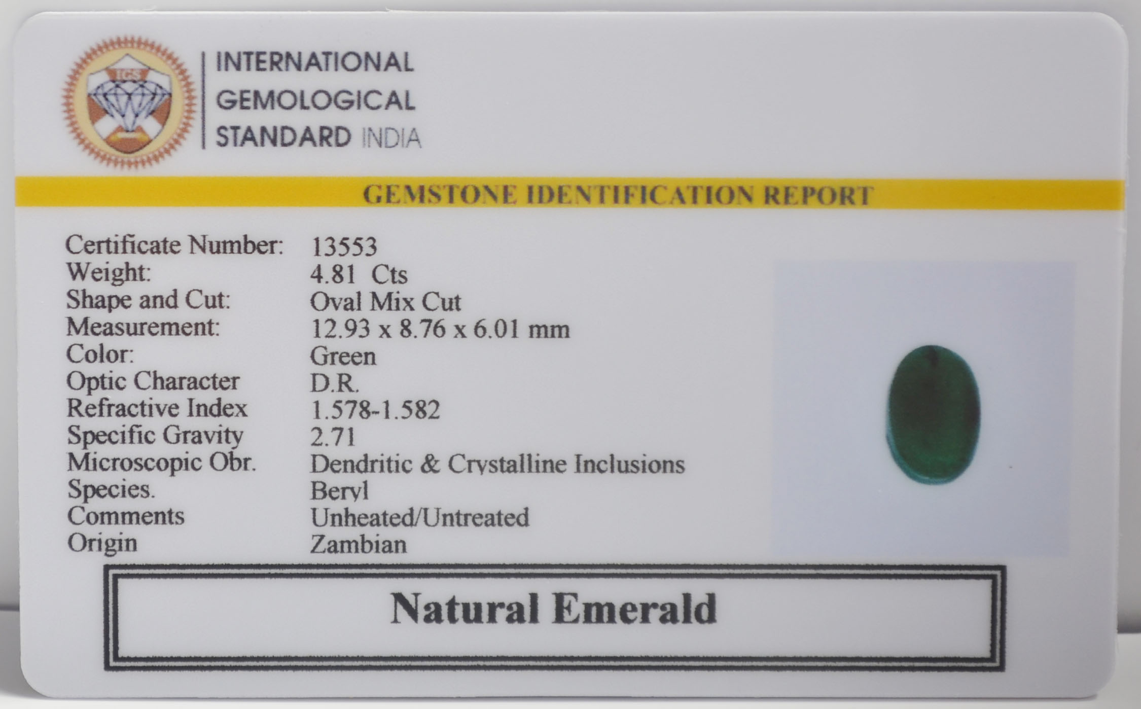 EMRG22685 2 EMERALD 4.81 Ct.