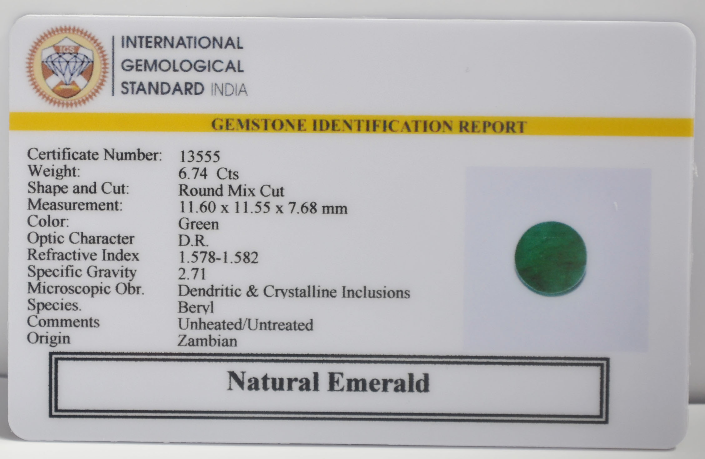 EMERALD 6.74 Ct. 3 EMRG22687 2 EMERALD 6.74 Ct.
