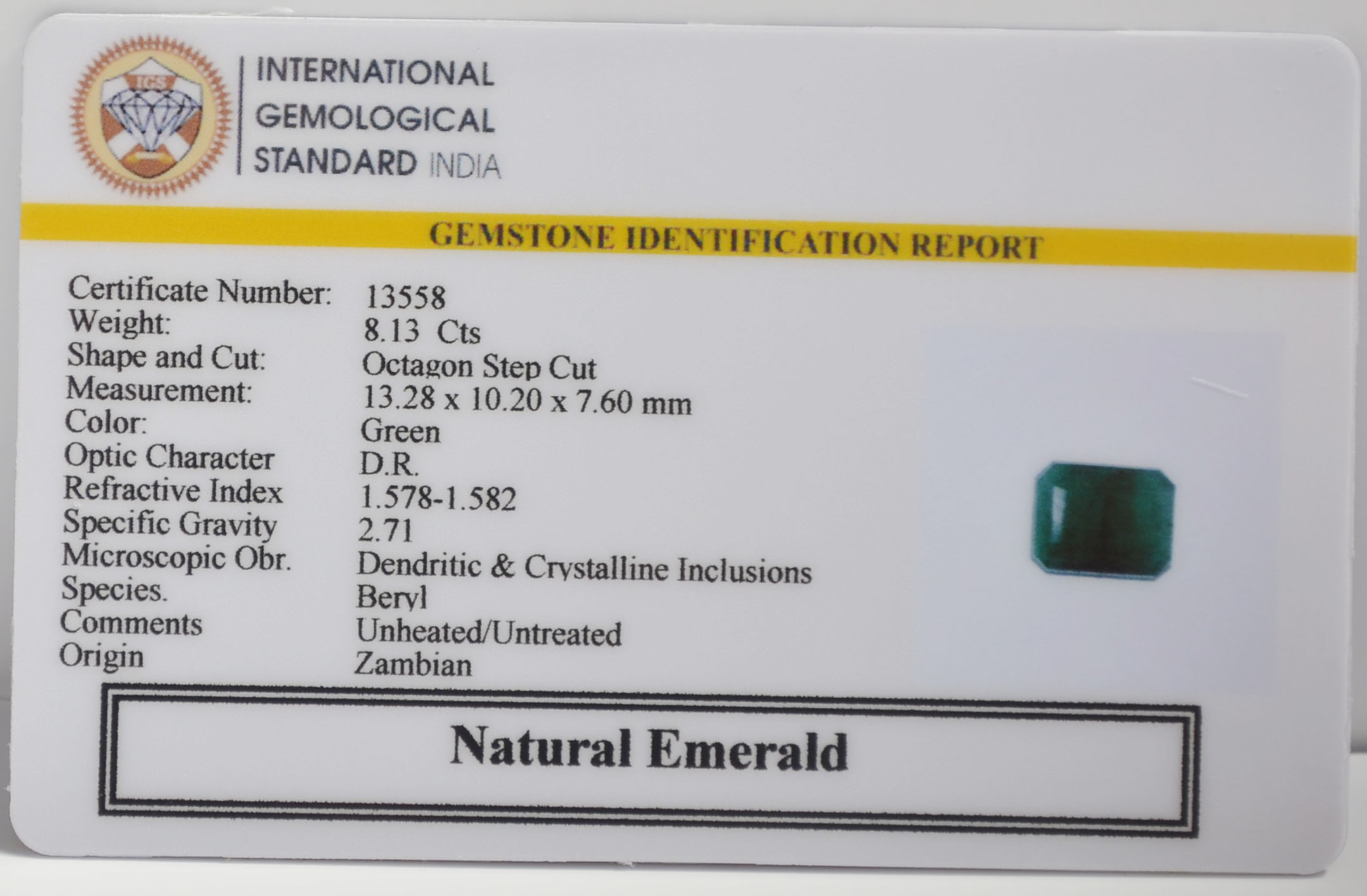 EMRG22688 2 EMERALD 8.13 Ct.