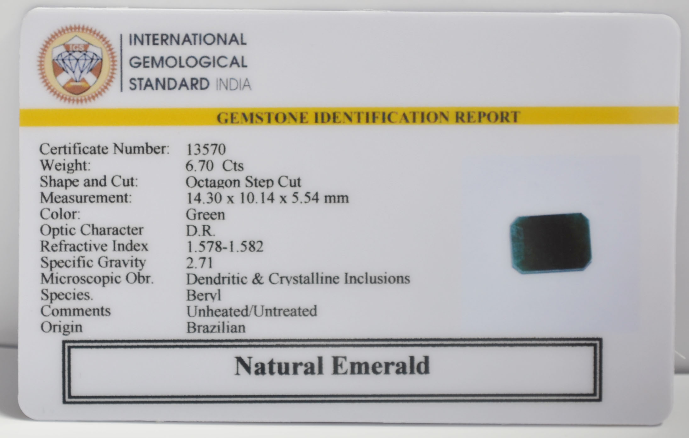 EMRG22689 2 EMERALD 6.7 Ct.