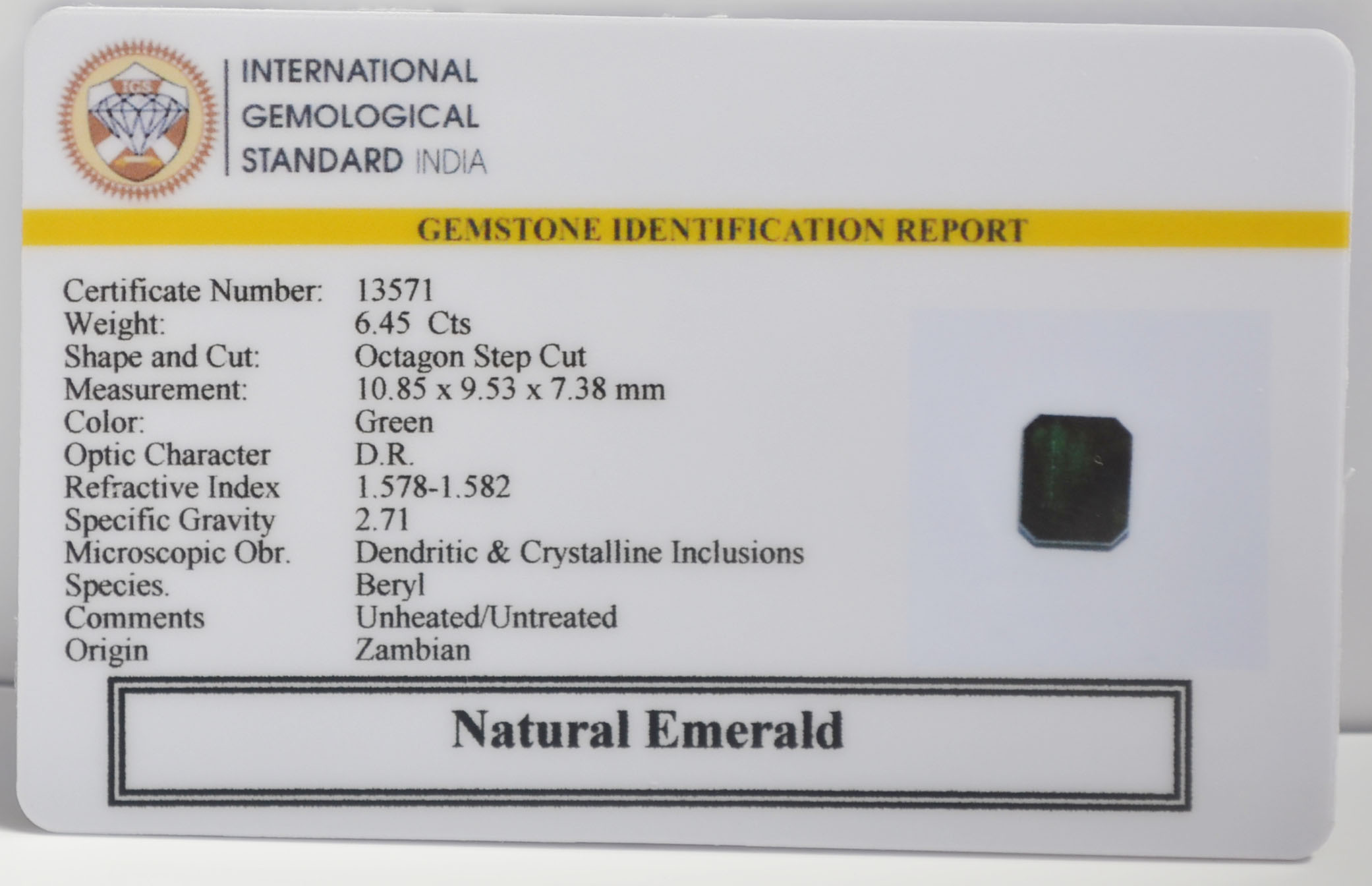 EMERALD 6.45 Ct. 3 EMRG22690 2 EMERALD 6.45 Ct.