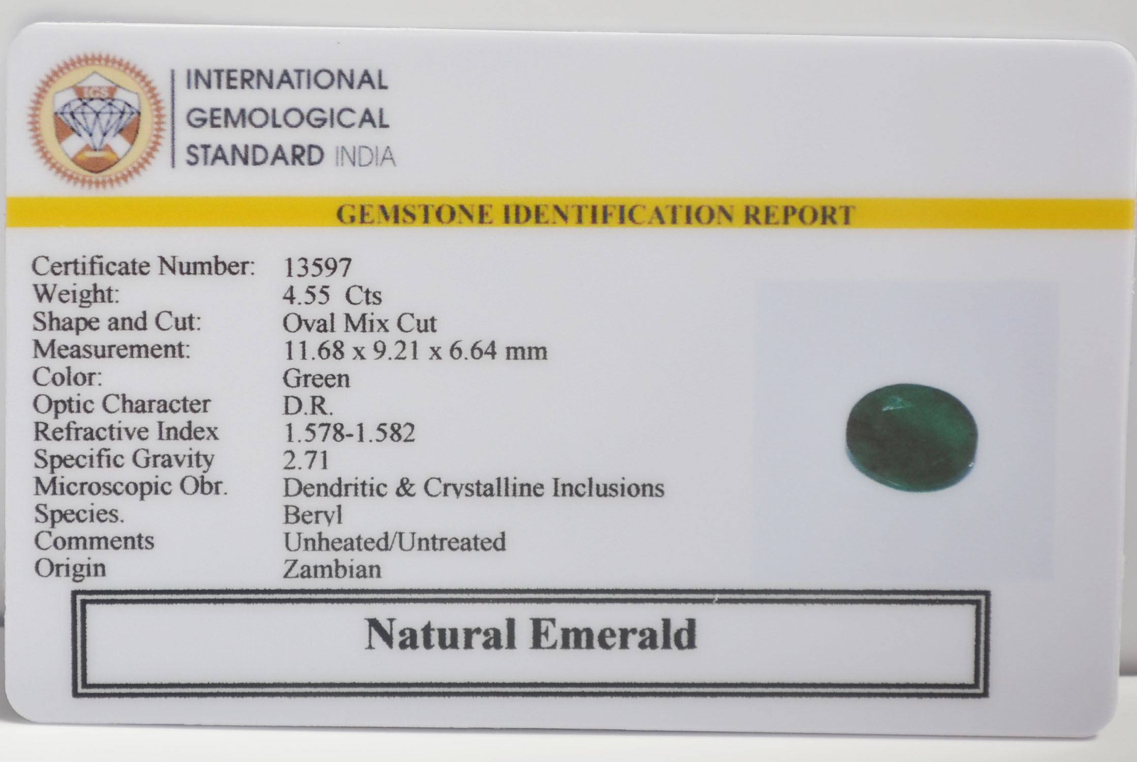 EMRG22695 2 EMERALD 4.55 Ct.