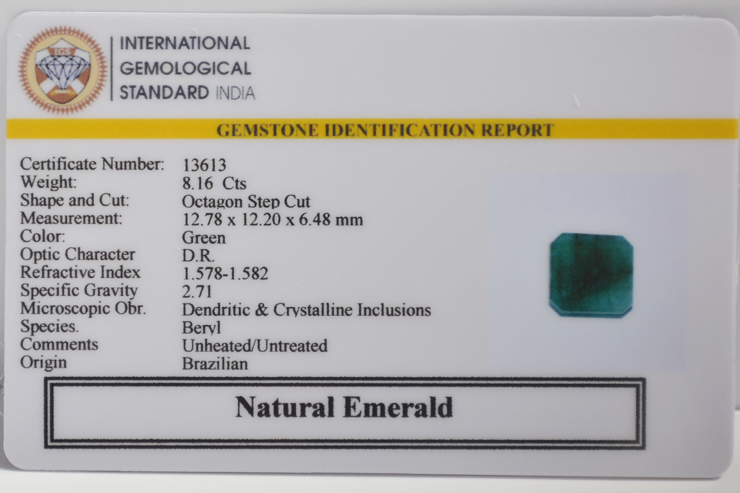 EMRG22701 2 EMERALD 8.16 Ct.