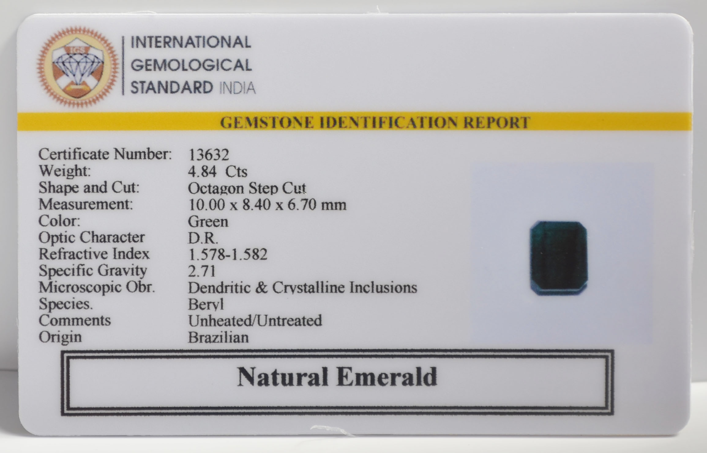 EMRG22702 2 EMERALD 4.84 Ct.
