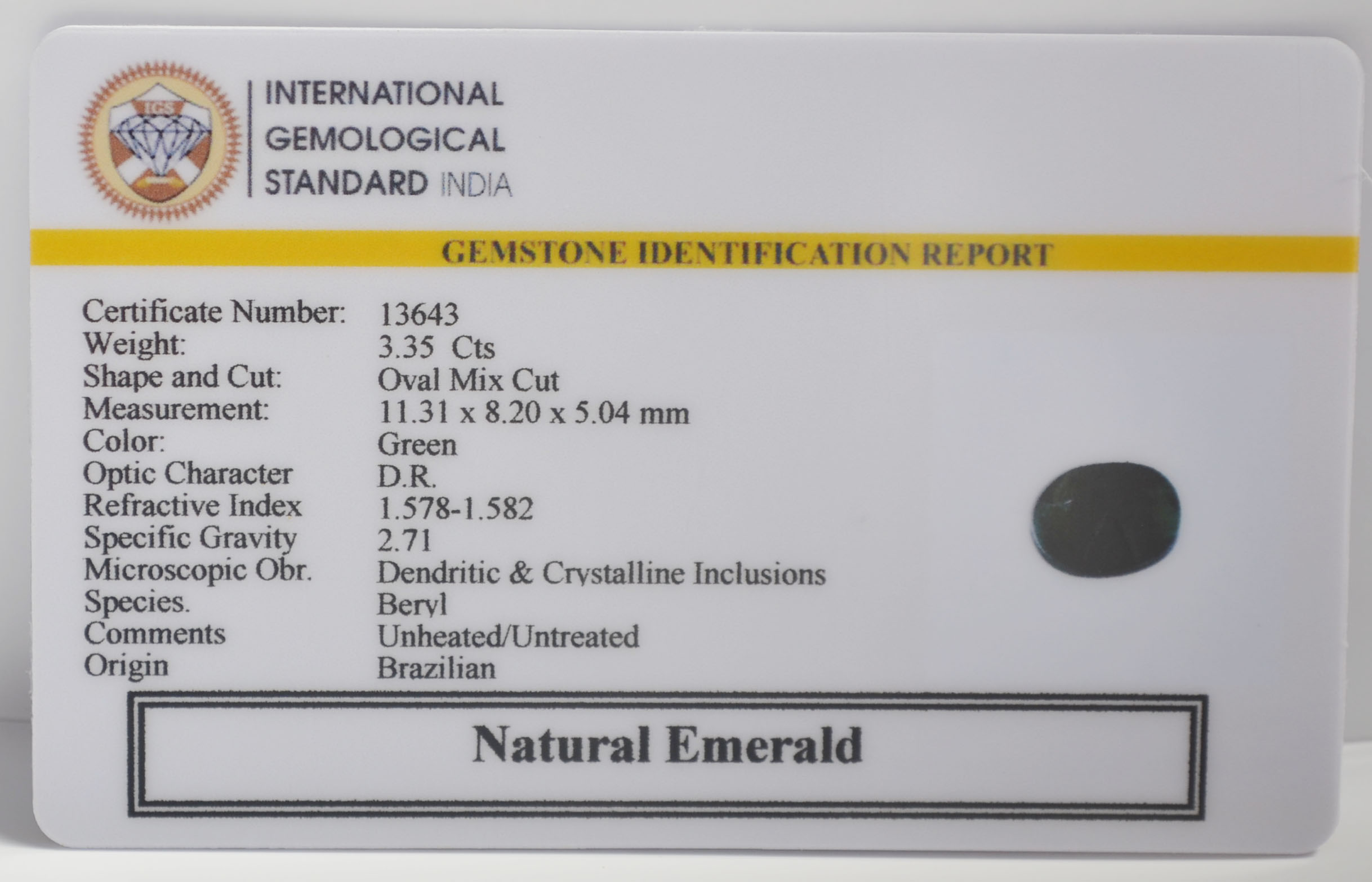 EMRG22703 2 EMERALD 3.35 Ct.