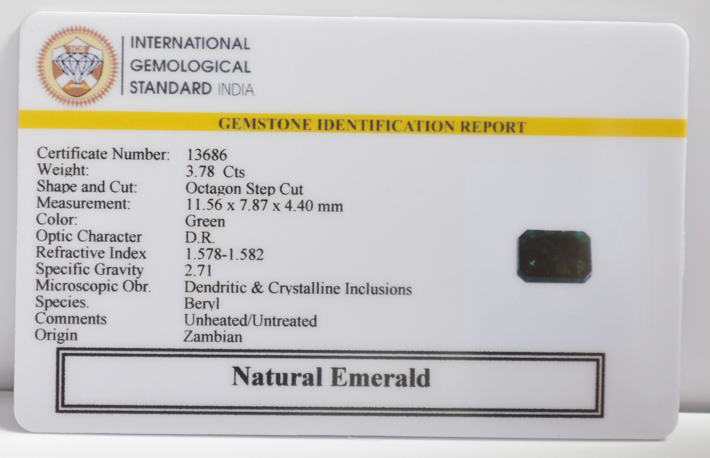 EMRG22704 2 EMERALD 3.78 Ct.