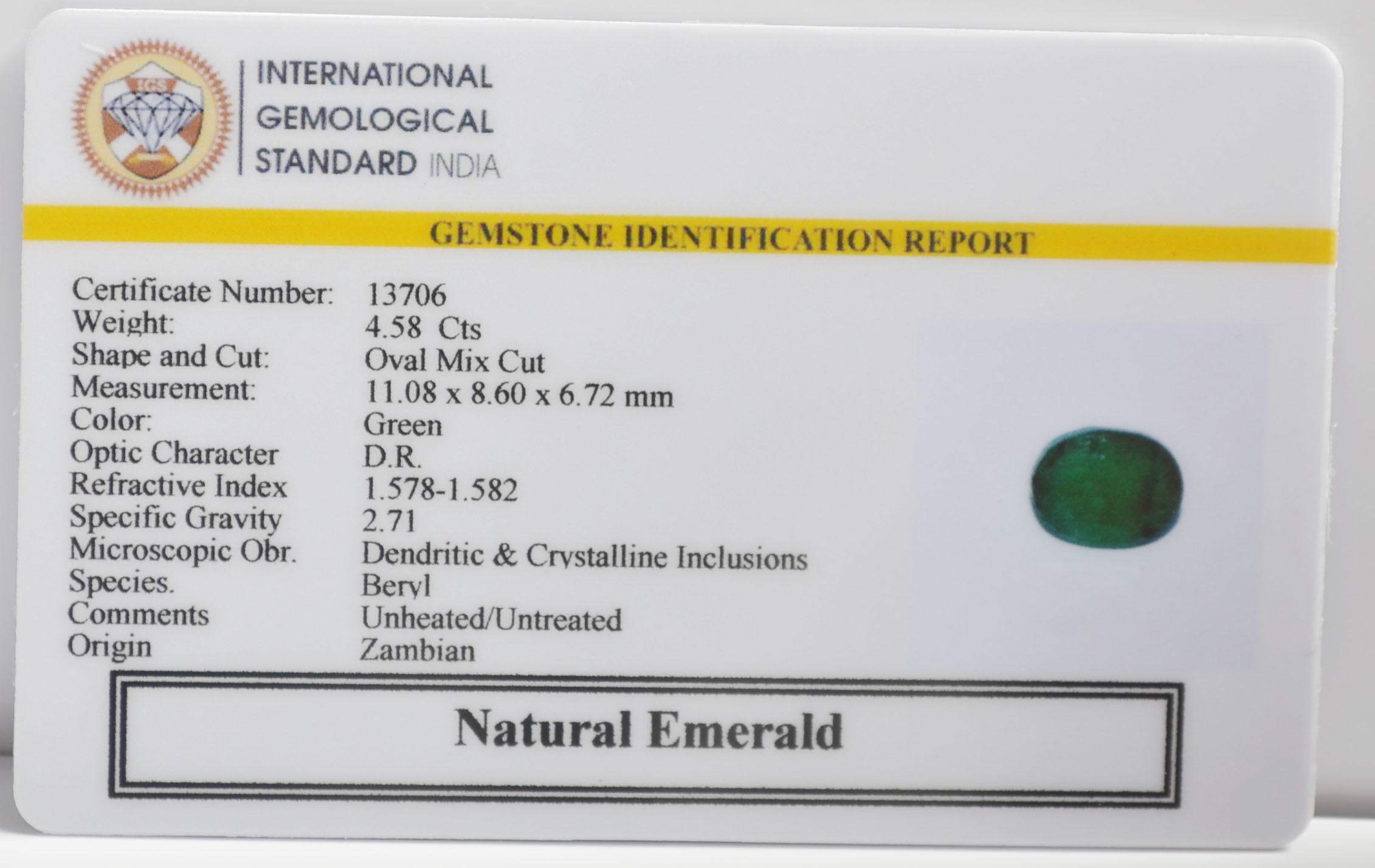 EMRG22706 2 EMERALD 4.58 Ct.