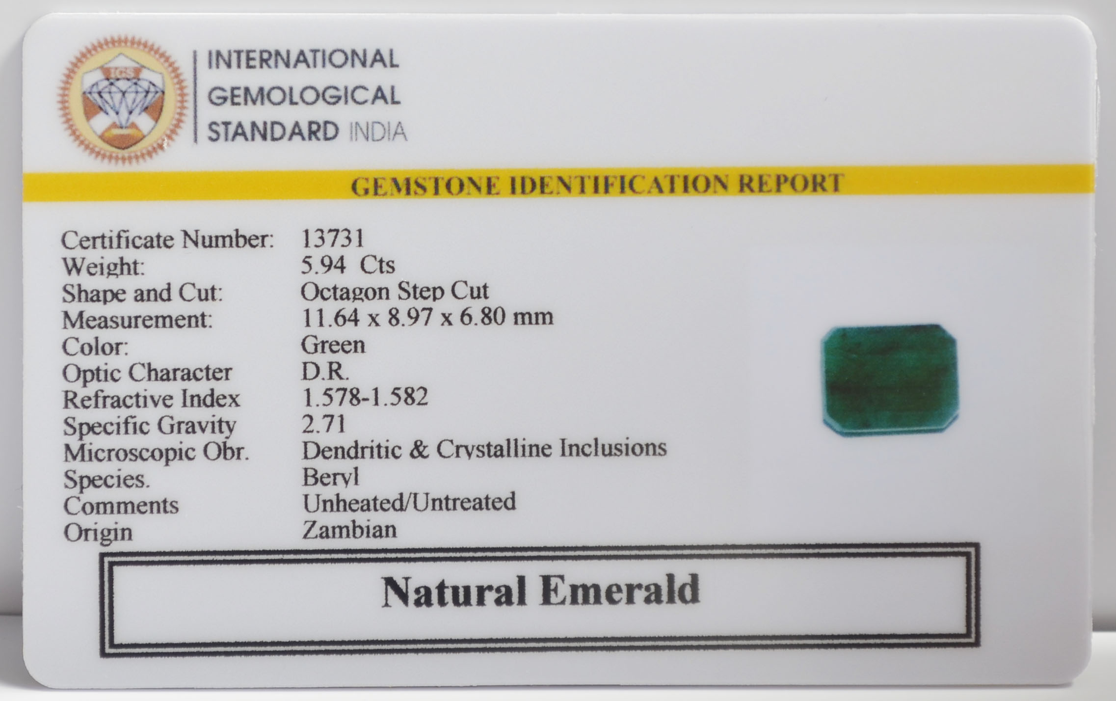EMRG22711 2 EMERALD 5.94 Ct.