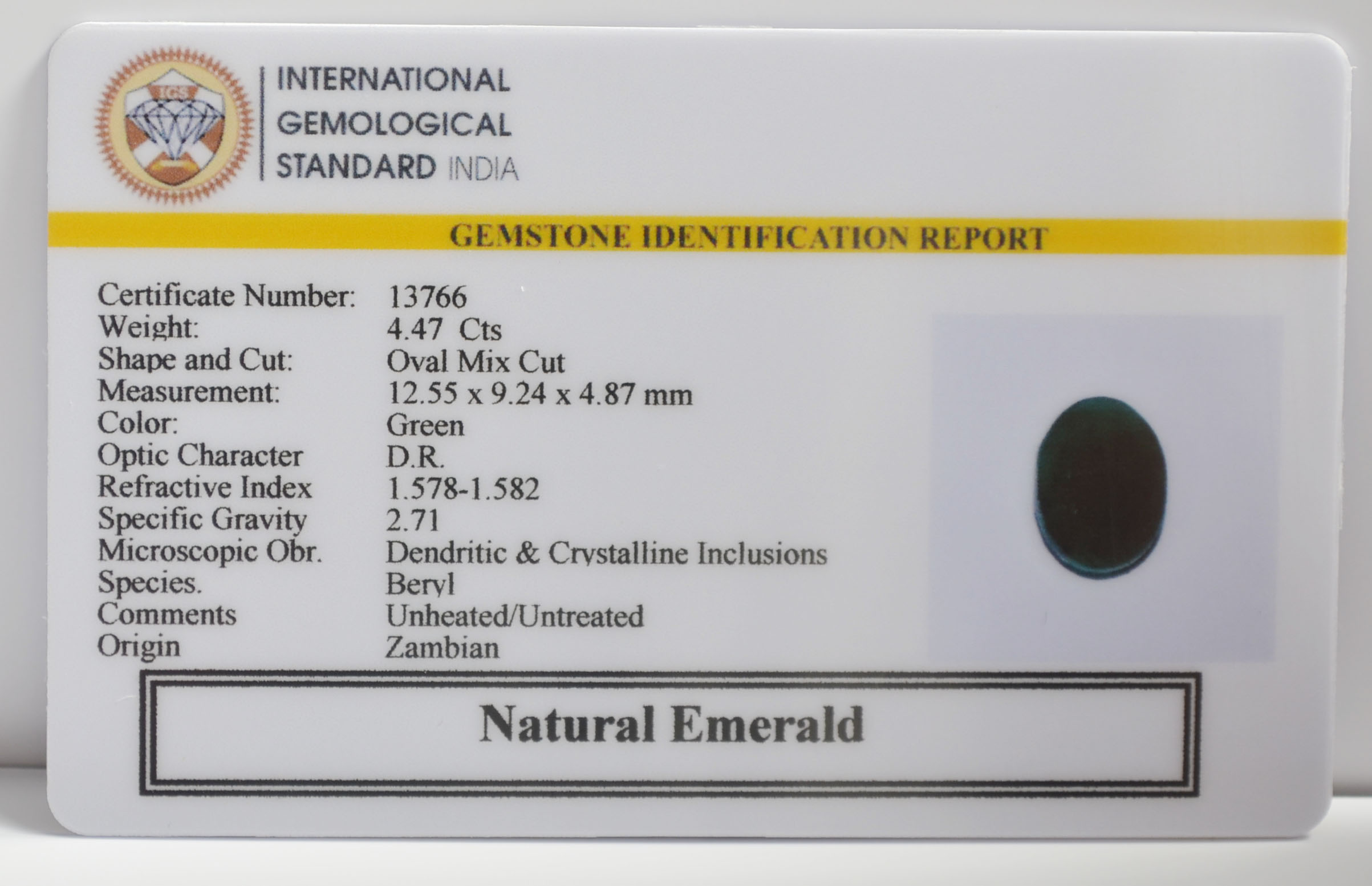 EMRG22713 2 EMERALD 4.47 Ct.