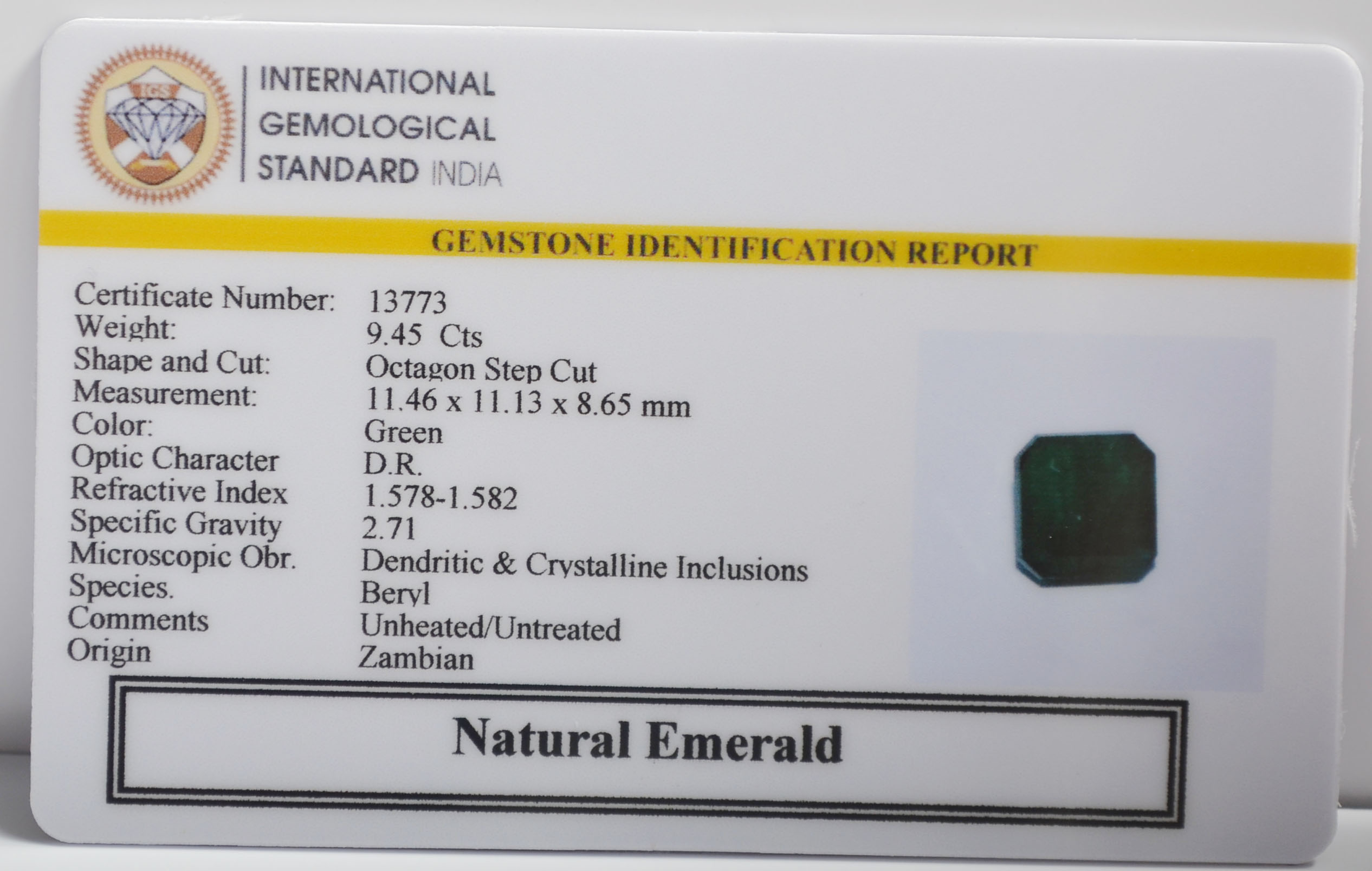 EMRG22717 2 EMERALD 9.45 Ct.