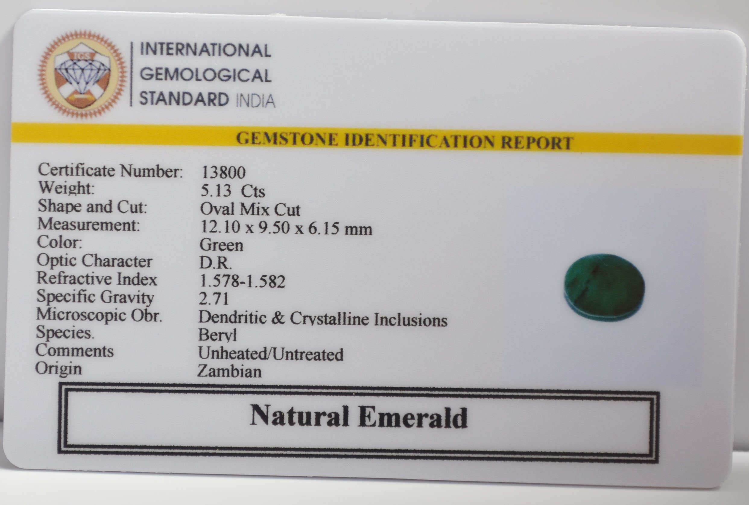 EMRG22722 2 EMERALD 5.13 Ct.