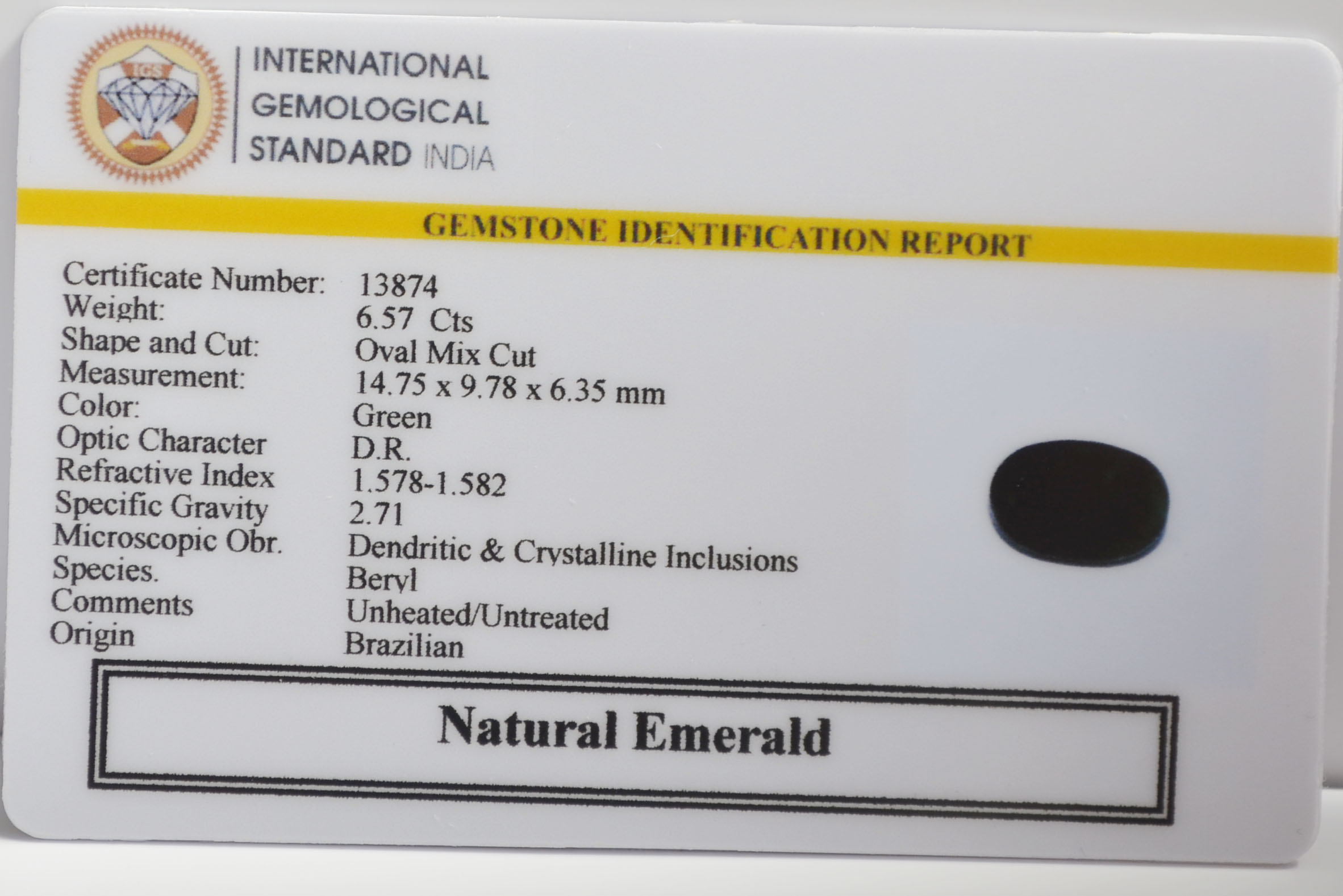 EMERALD 6.57 Ct. 3 EMRG22728 2 EMERALD 6.57 Ct.