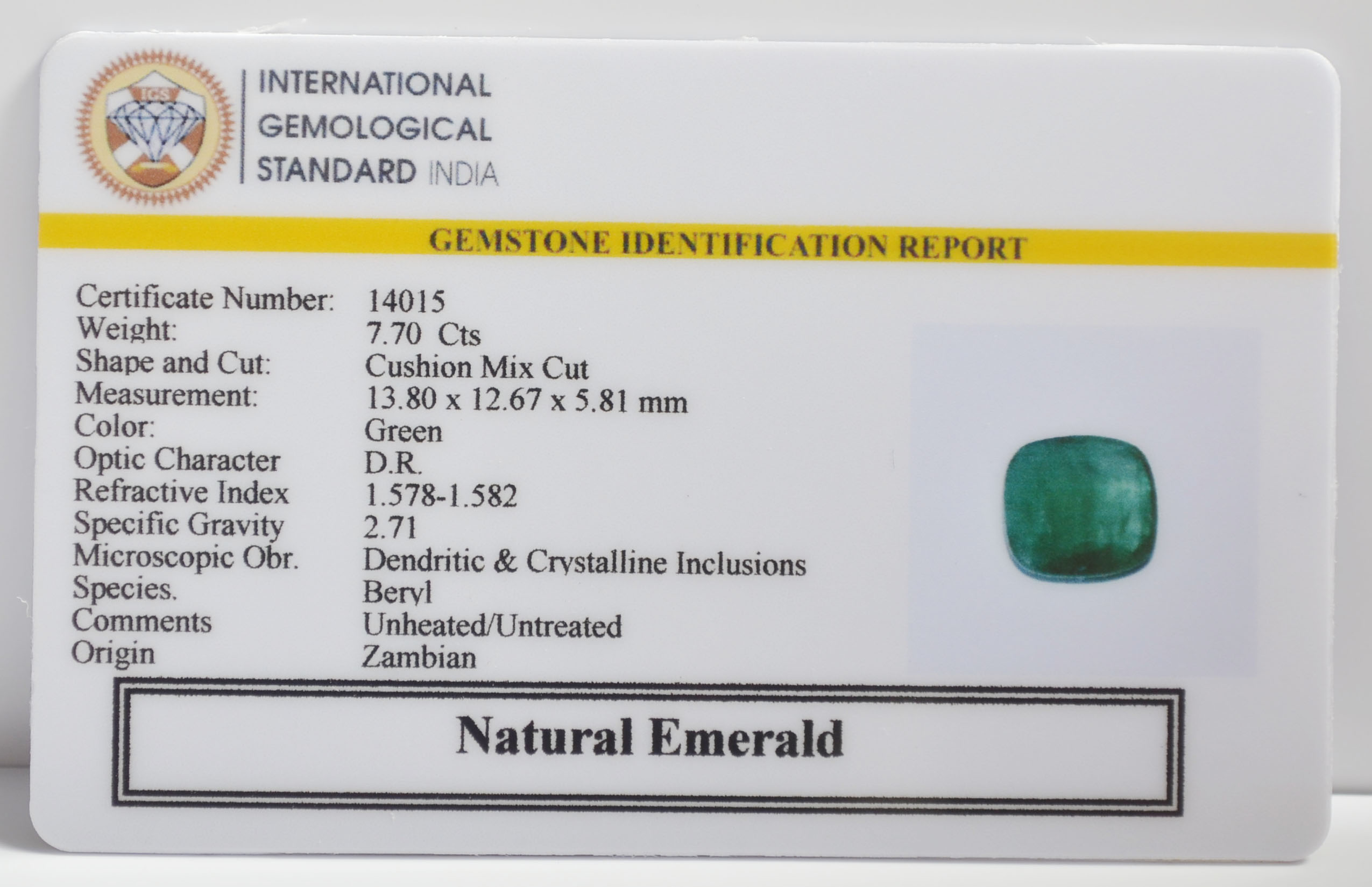 EMERALD 7.7 Ct. 3 EMRG22737 2 EMERALD 7.7 Ct.