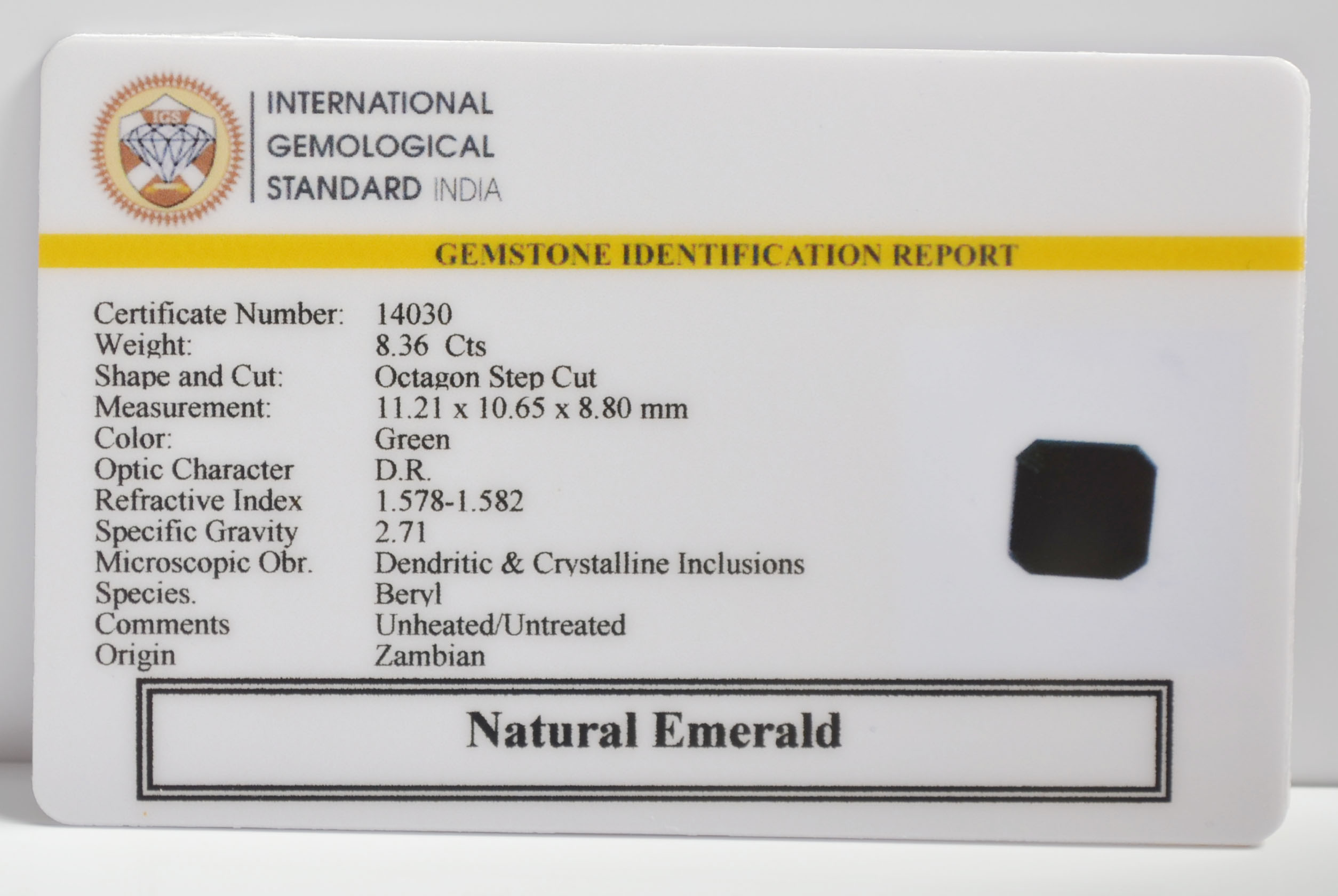 EMERALD 8.36 Ct. 3 EMRG22739 2 EMERALD 8.36 Ct.