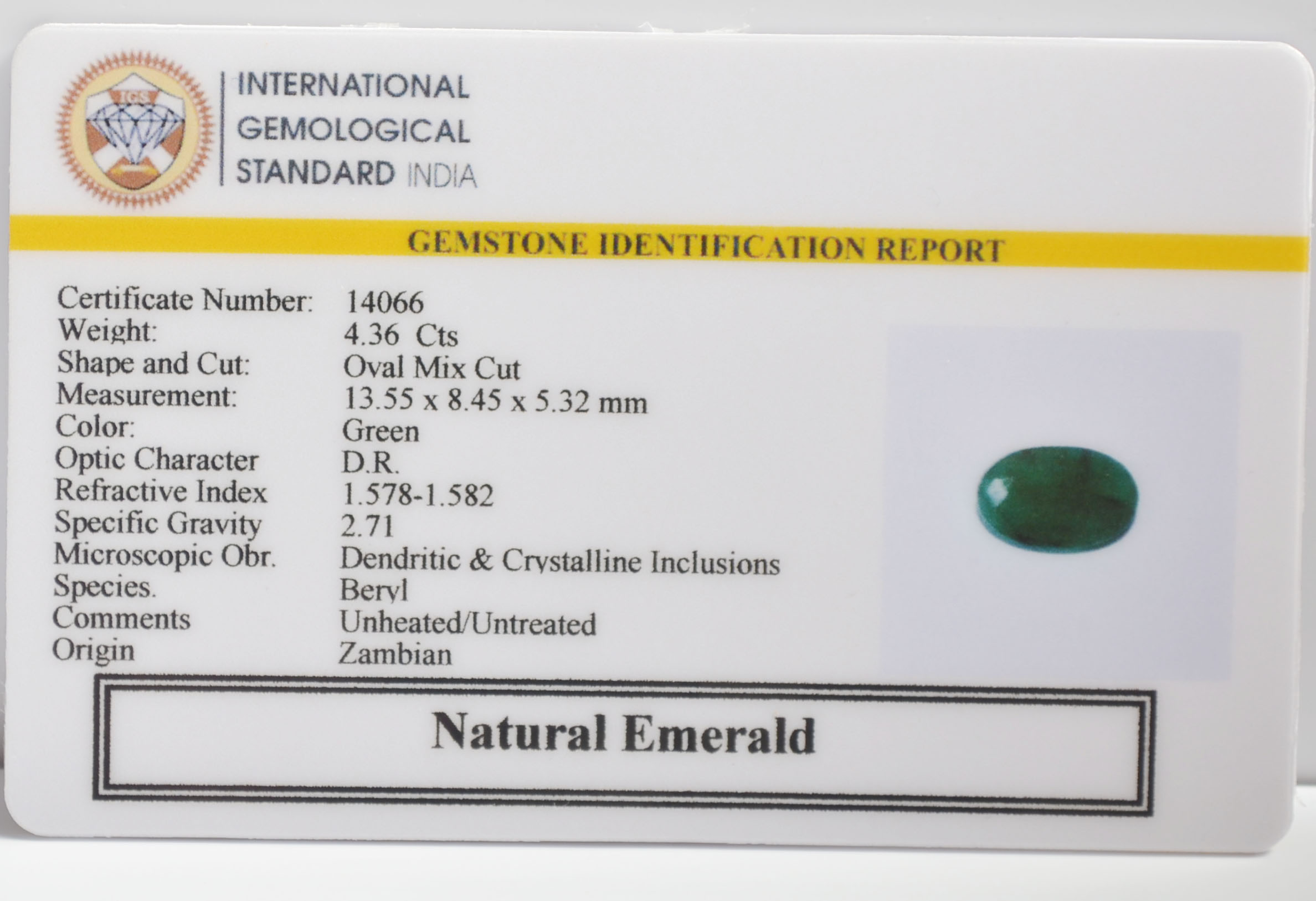 EMRG22744 2 EMERALD 4.36 Ct.