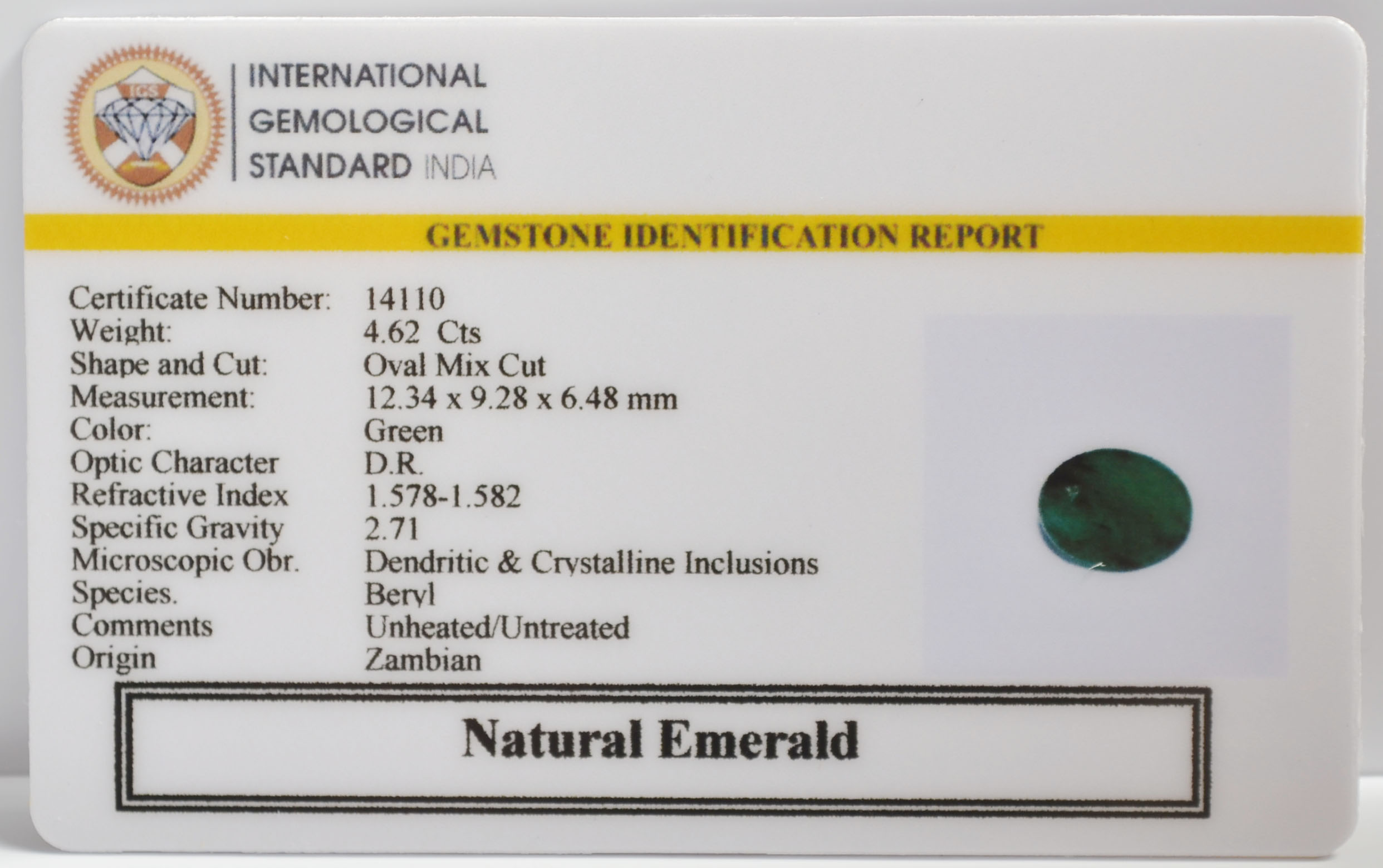 EMRG22752 2 EMERALD 4.62 Ct.