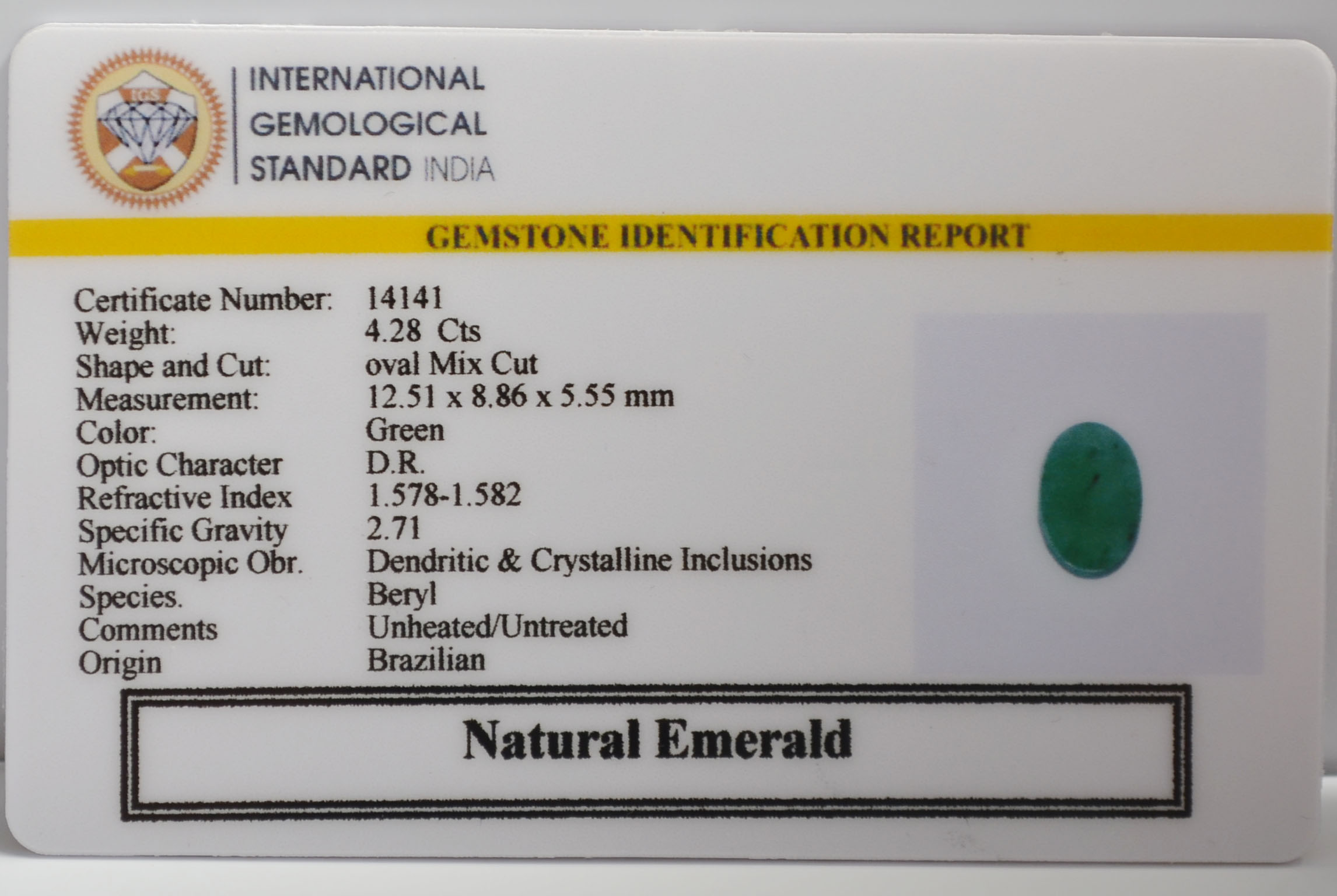 EMRG22757 2 EMERALD 4.28 Ct.