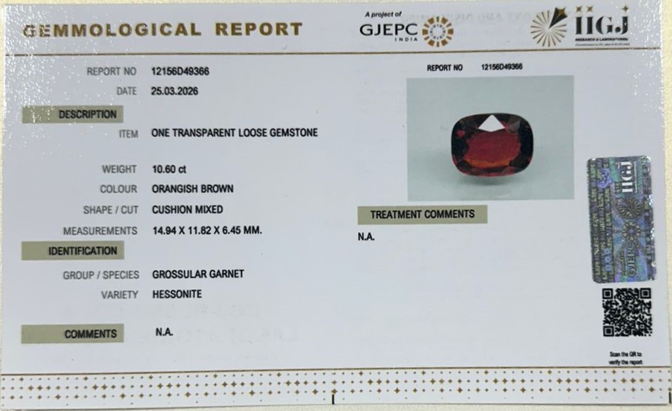 HESSONITE GOMED 10.6 Ct. 3 GMD7771 2 HESSONITE GOMED 10.6 Ct.