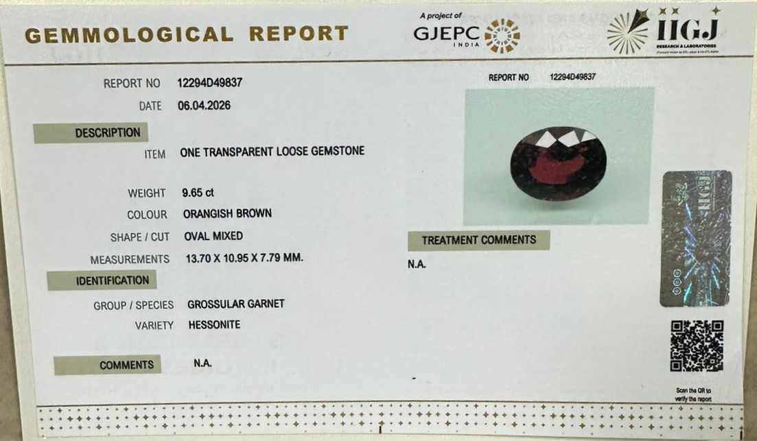 HESSONITE GOMED 9.65 Ct. 3 GMD7804 2 HESSONITE GOMED 9.65 Ct.