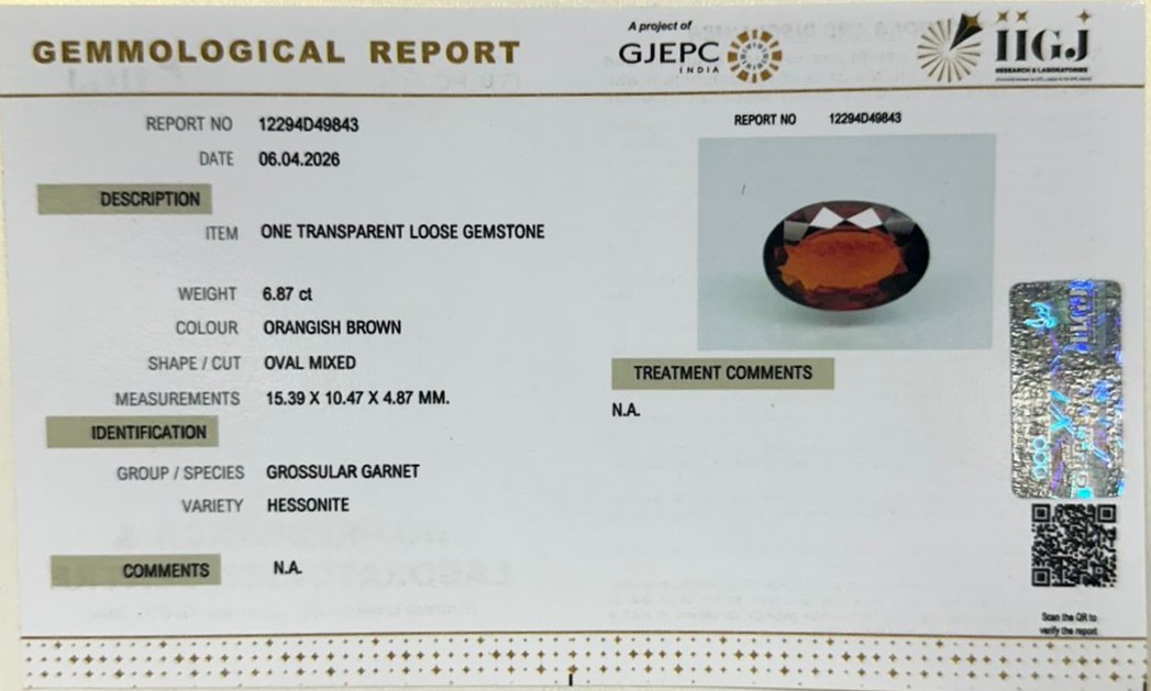 GMD7807 2 HESSONITE GOMED 6.87 Ct.