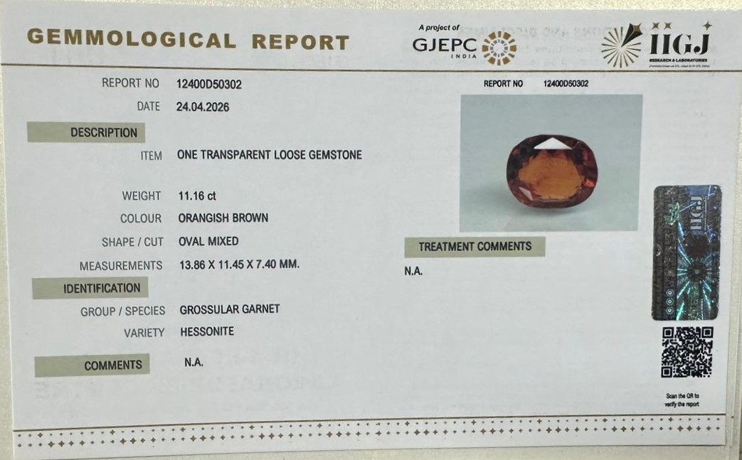 HESSONITE GOMED 11.16 Ct. 3 GMD7818K 2 HESSONITE GOMED 11.16 Ct.