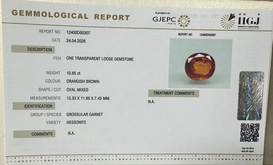 HESSONITE GOMED 10.85 Ct. 3 GMD7822K 2 HESSONITE GOMED 10.85 Ct.