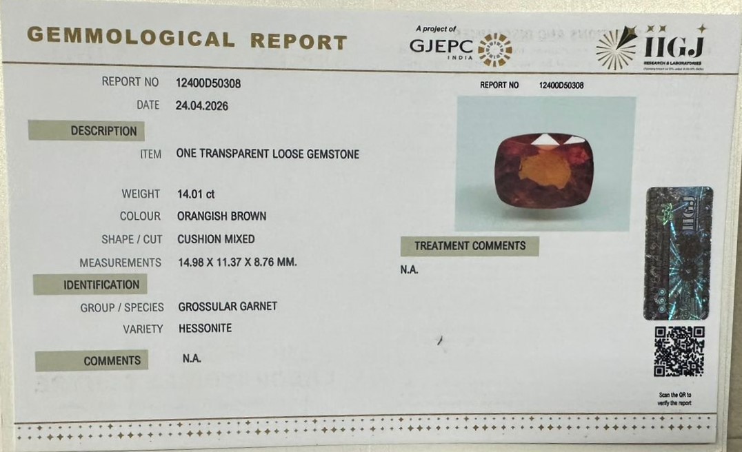 HESSONITE GOMED 14.01 Ct. 3 GMD7823K 2 HESSONITE GOMED 14.01 Ct.