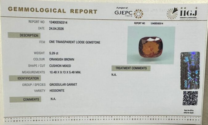 HESSONITE GOMED 5.29 Ct. HESSONITE GOMED 5.29 Ct.