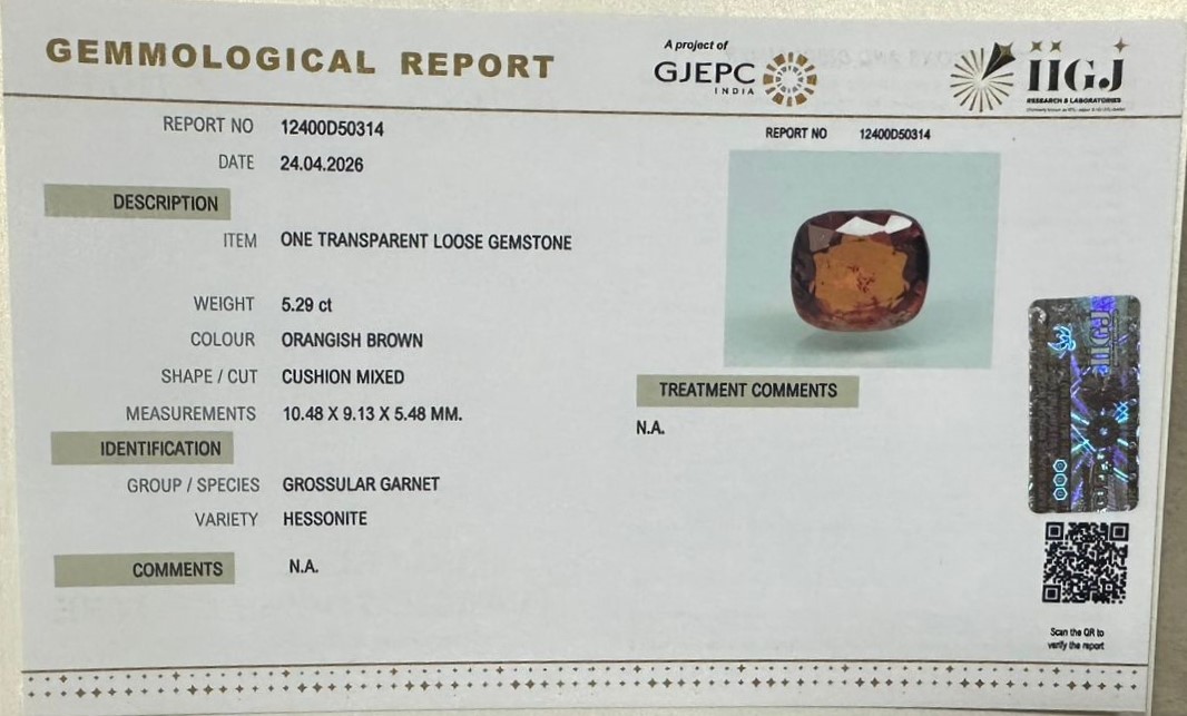 HESSONITE GOMED 5.29 Ct. HESSONITE GOMED 5.29 Ct.