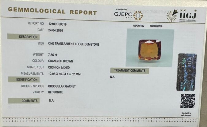 HESSONITE GOMED 7.85 Ct. HESSONITE GOMED 7.85 Ct.