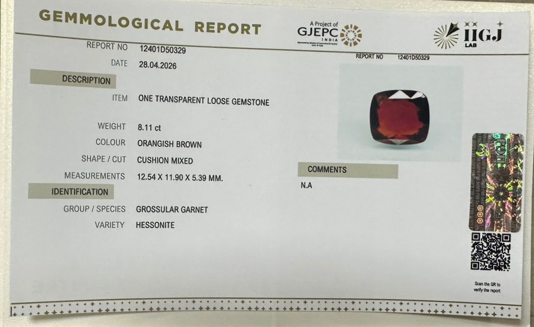 HESSONITE GOMED 8.11 Ct. HESSONITE GOMED 8.11 Ct.