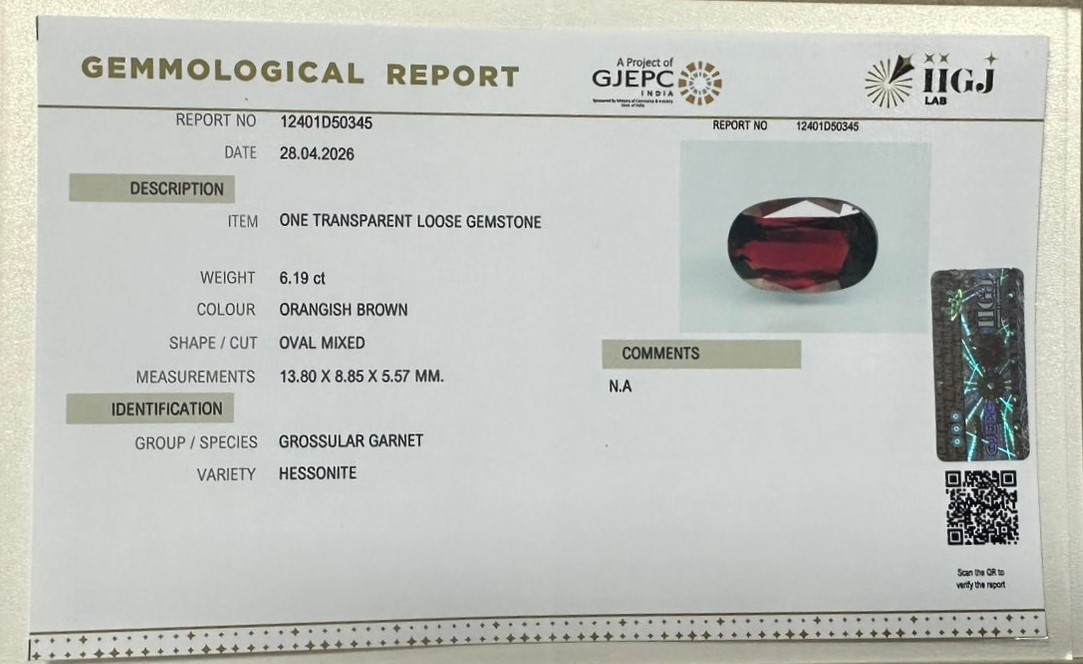 HESSONITE GOMED 6.19 Ct. HESSONITE GOMED 6.19 Ct.