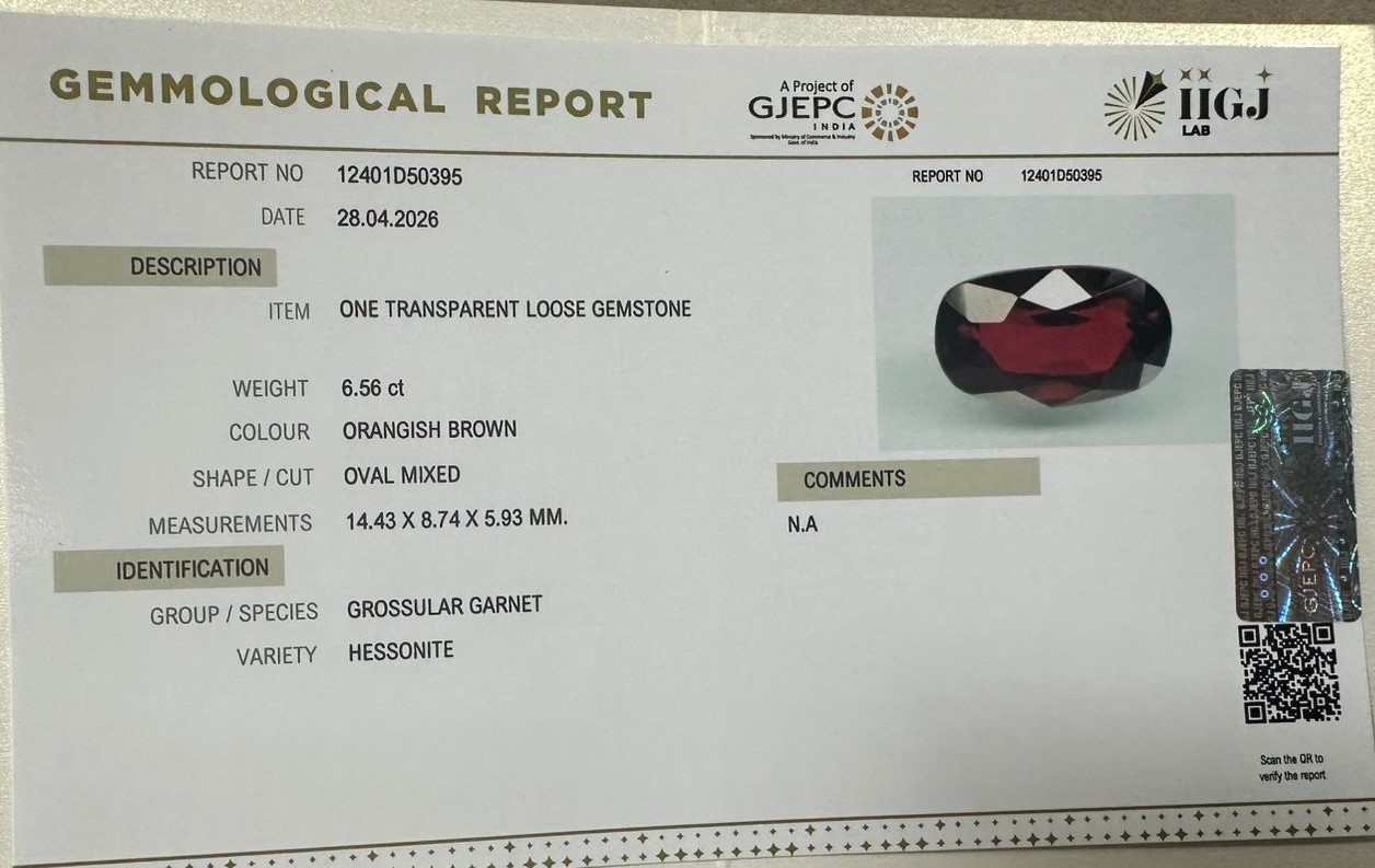 GMD7889K 2 HESSONITE GOMED 6.56 Ct.