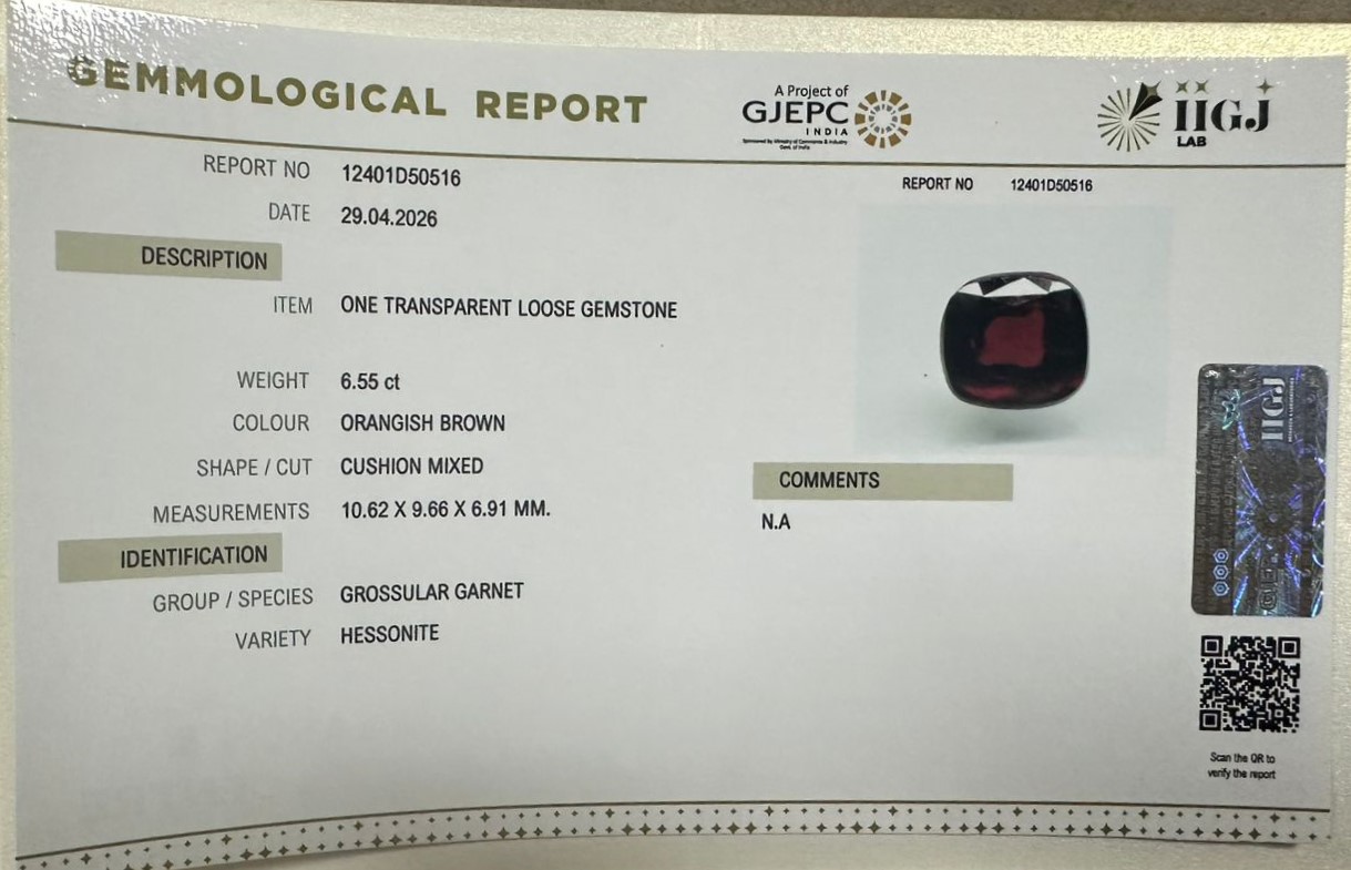 GMD7988K 2 HESSONITE GOMED 6.55 Ct.