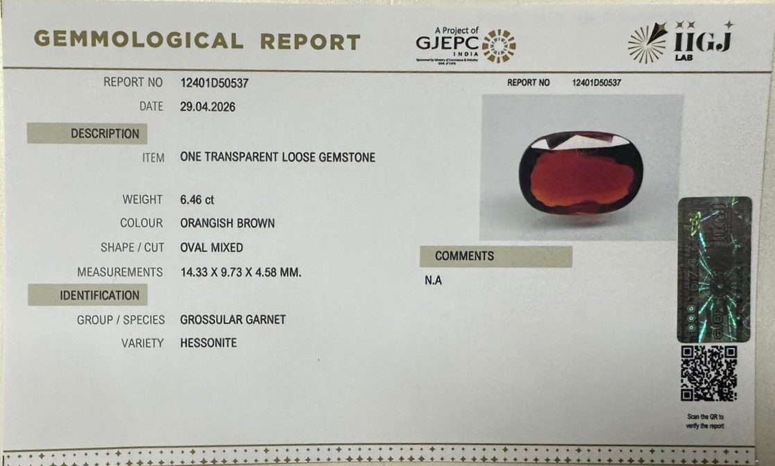 GMD8005K 2 HESSONITE GOMED 6.46 Ct.