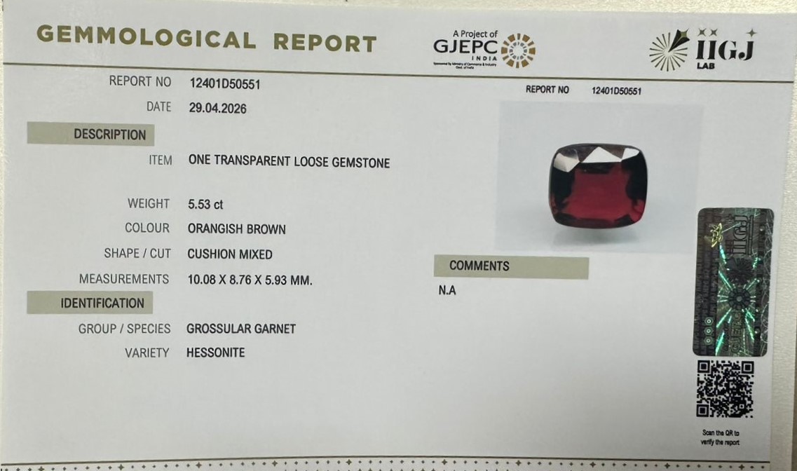 HESSONITE GOMED 5.53 Ct. 3 GMD8016K 2 HESSONITE GOMED 5.53 Ct.