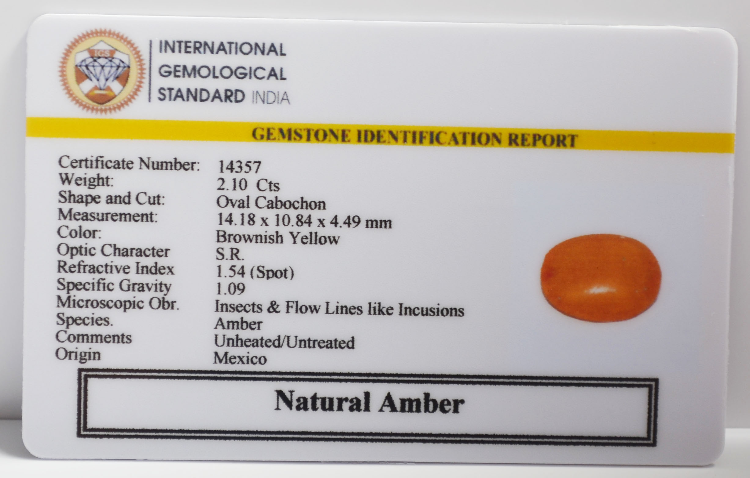 AMBER 2.1 Ct. 3 NA30 2 AMBER 2.1 Ct.