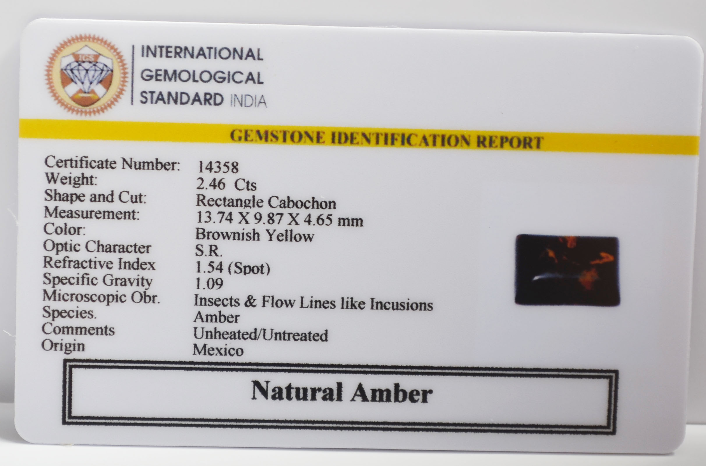 AMBER 2.46 Ct. 3 NA33 2 AMBER 2.46 Ct.