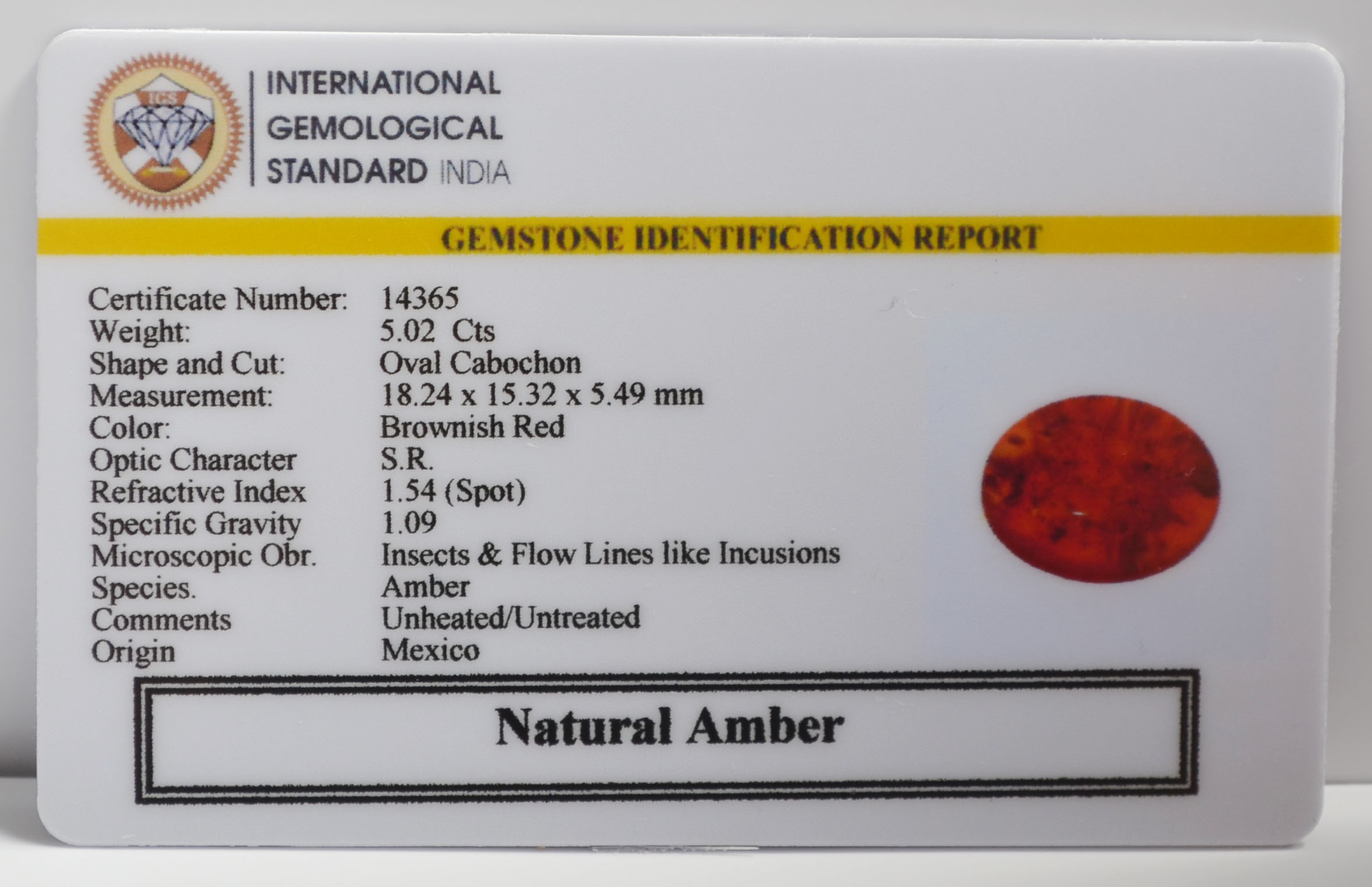 AMBER 5.02 Ct. 3 NA47 2 AMBER 5.02 Ct.