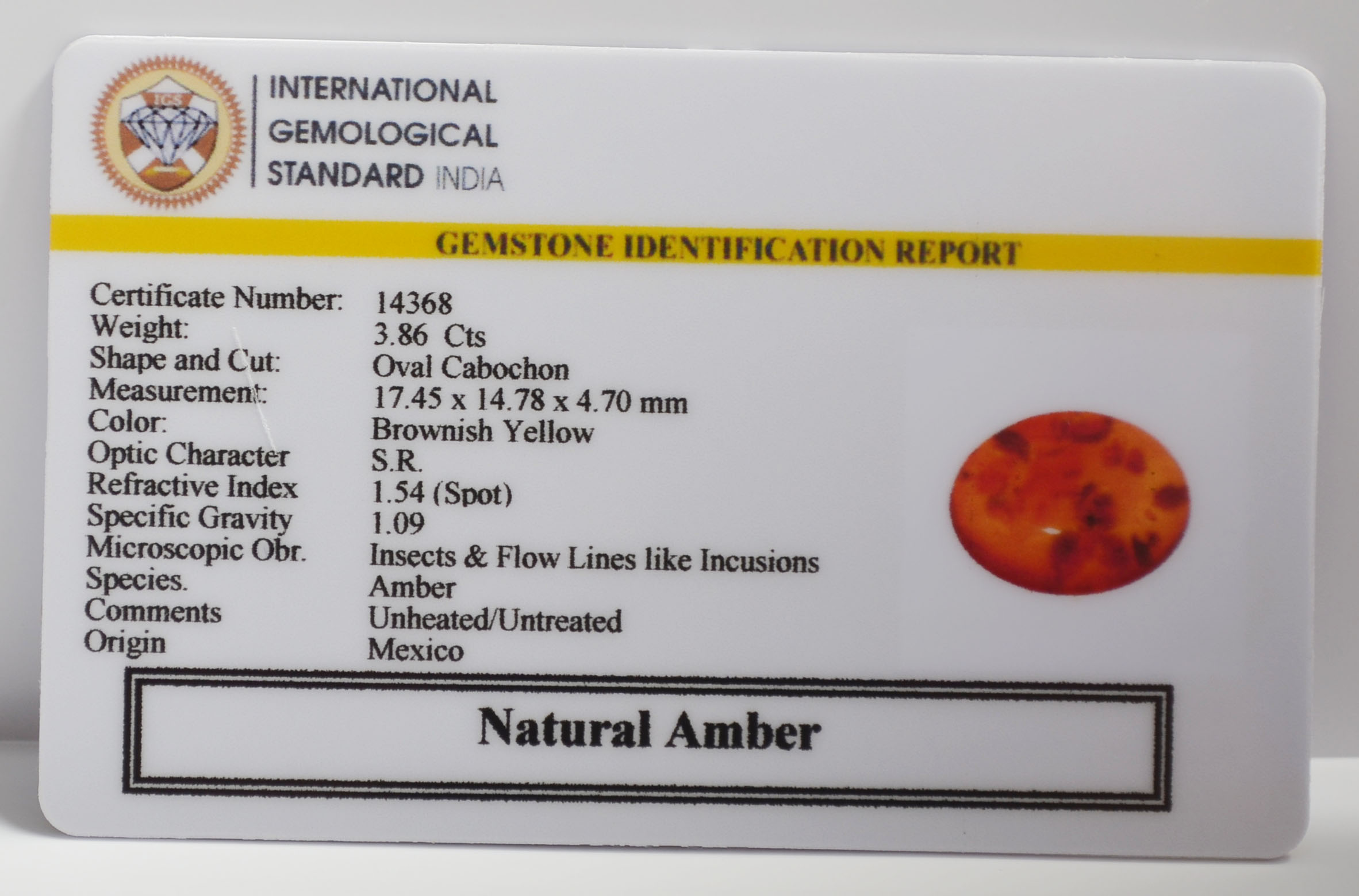 AMBER 3.86 Ct. 3 NA52 2 AMBER 3.86 Ct.